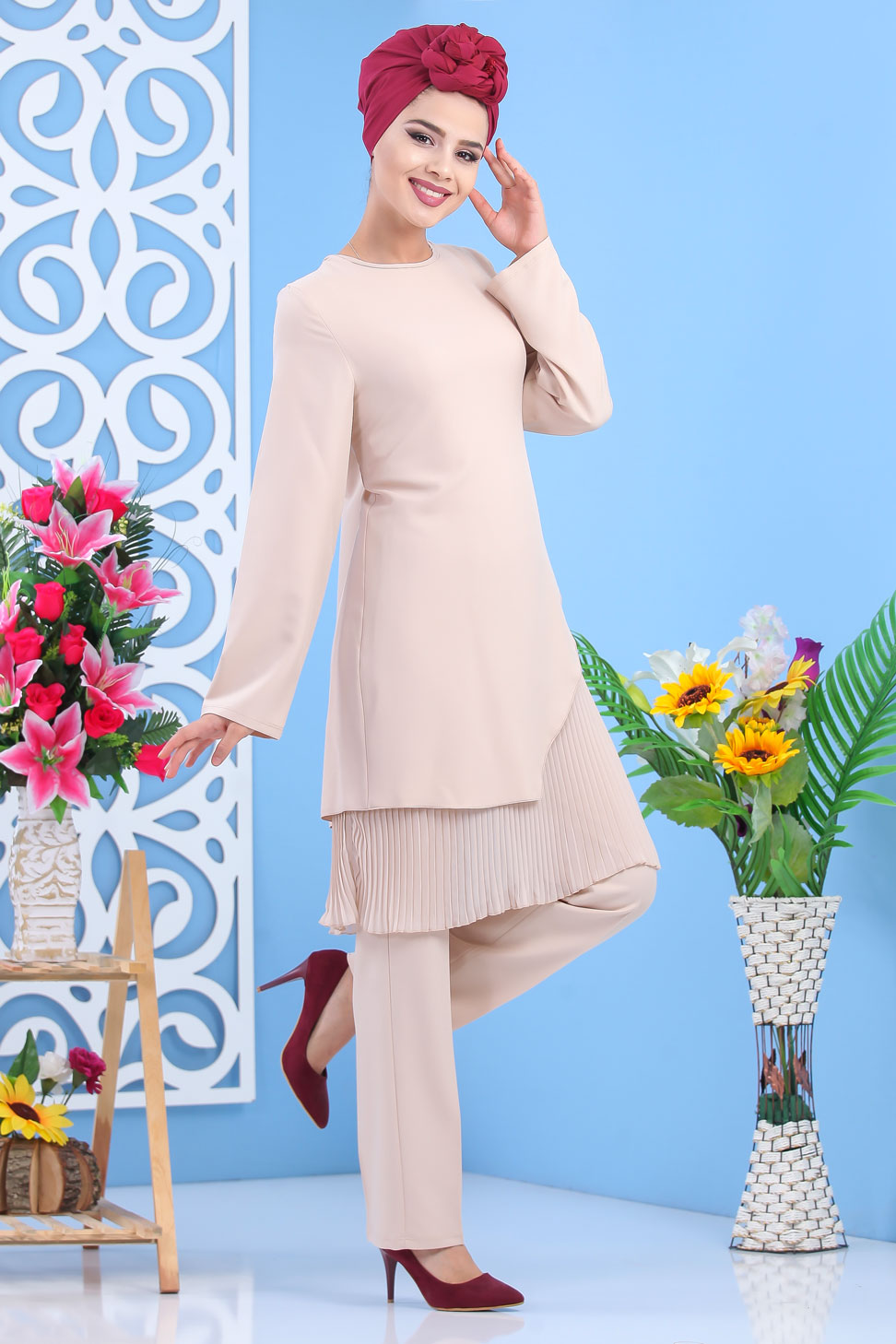 Tesettür Tunik Pantolon Taş  1188