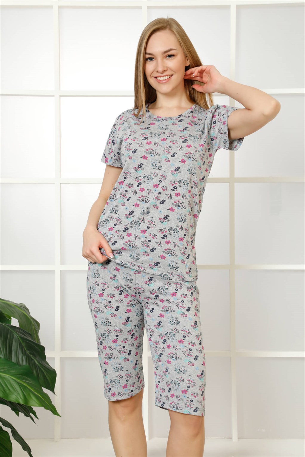 Moda Çizgi Şortlu Pijama Takım