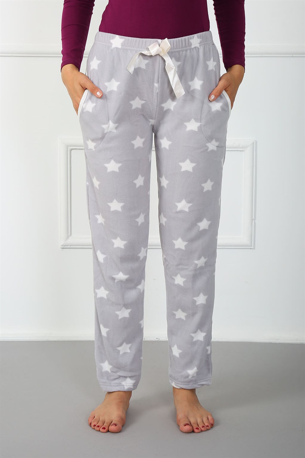 Moda Çizgi Bayan Welsoft Polar Tek Alt Pijama 210050