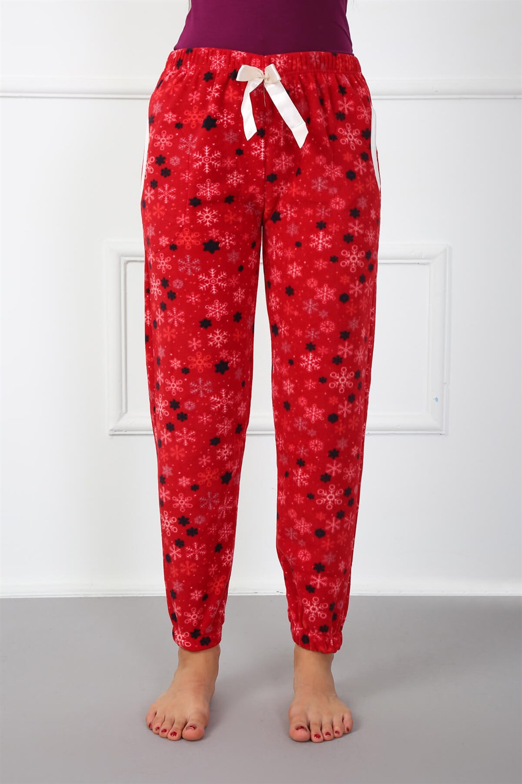 Moda Çizgi Bayan Welsoft Polar Tek Alt Pijama 210040