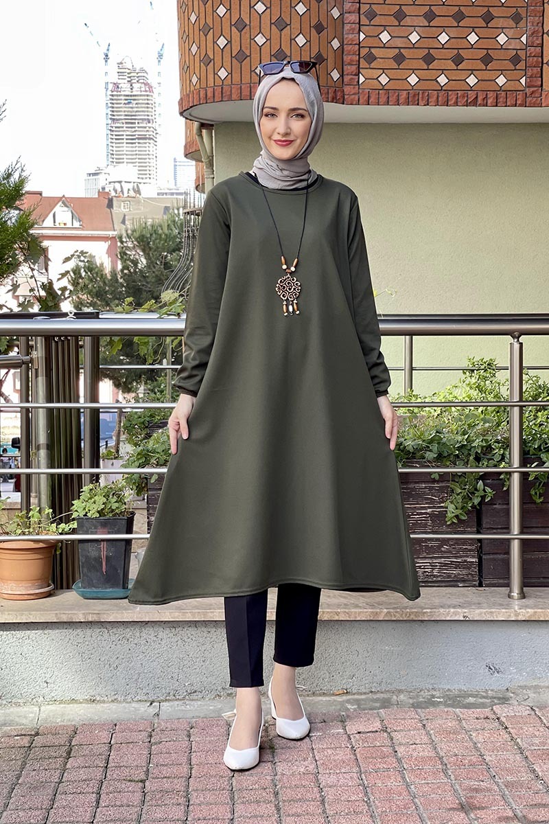 Moda Çizgi Desenli Tunik