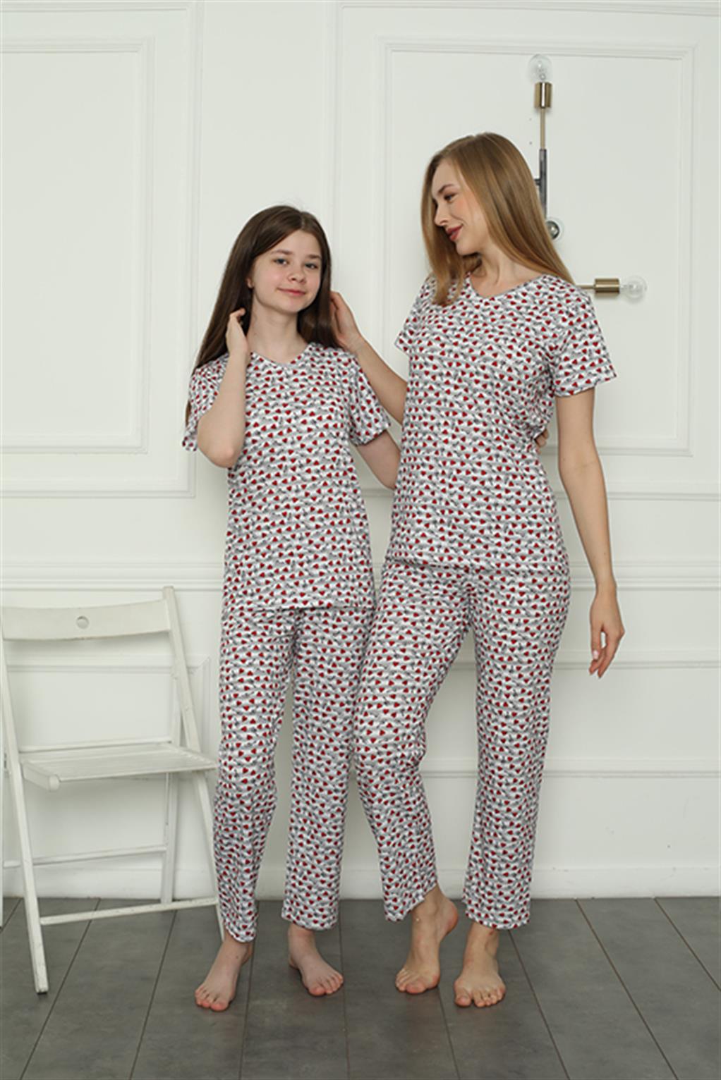 Moda Çizgi Anne Kız Aile Penye Pijama Takım Ayrı Ayrı Satılır. Fiyatları Farklıdır 50119