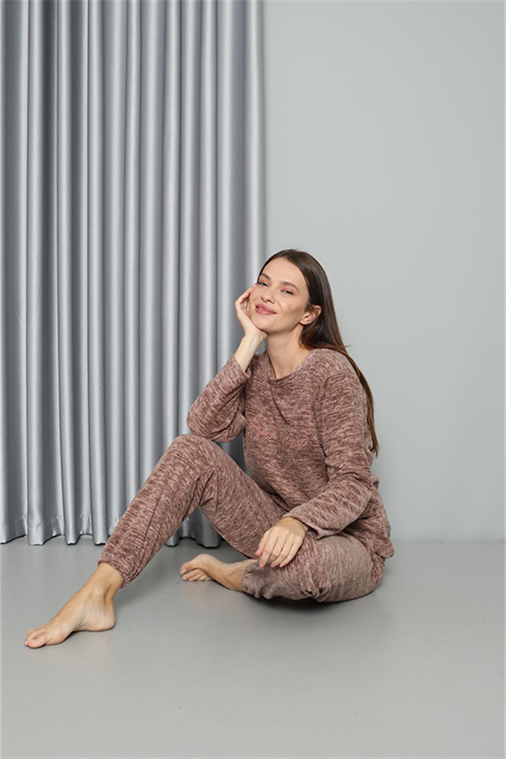 Moda Çizgi Welsoft Polar Kadın Pijama Takımı 8519