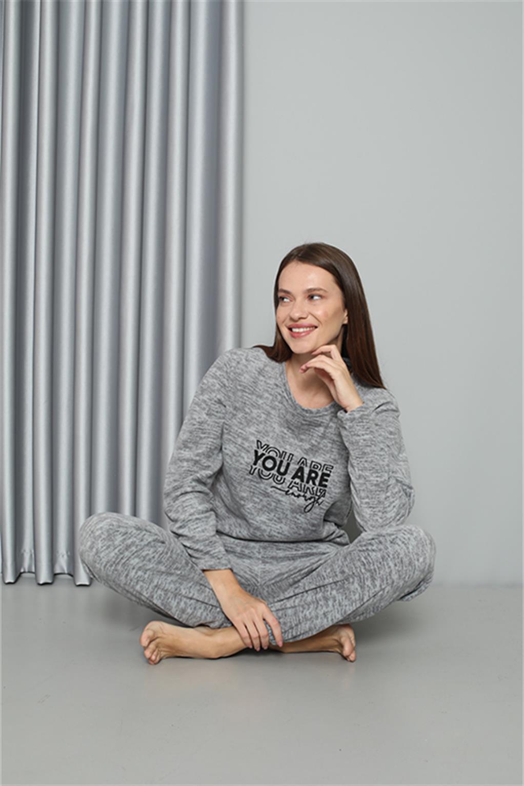 Moda Çizgi Welsoft Polar Kadın Pijama Takımı 8518