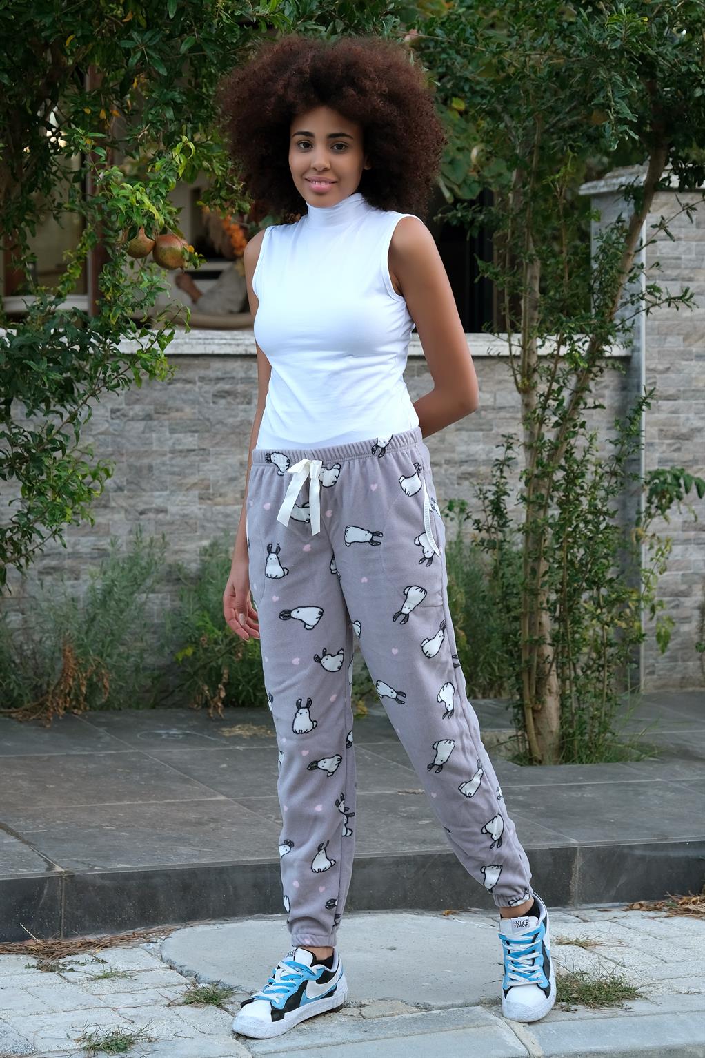 Moda Çizgi Kadın Welsoft Polar Tek Alt Pijama 210064