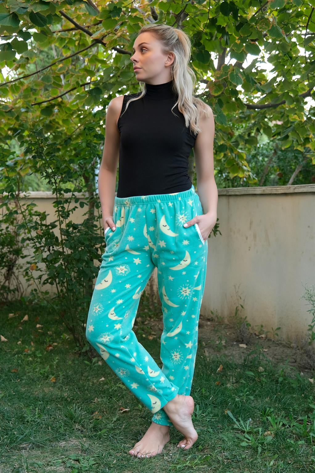 Moda Çizgi Kadın Welsoft Polar Tek Alt Pijama 210057