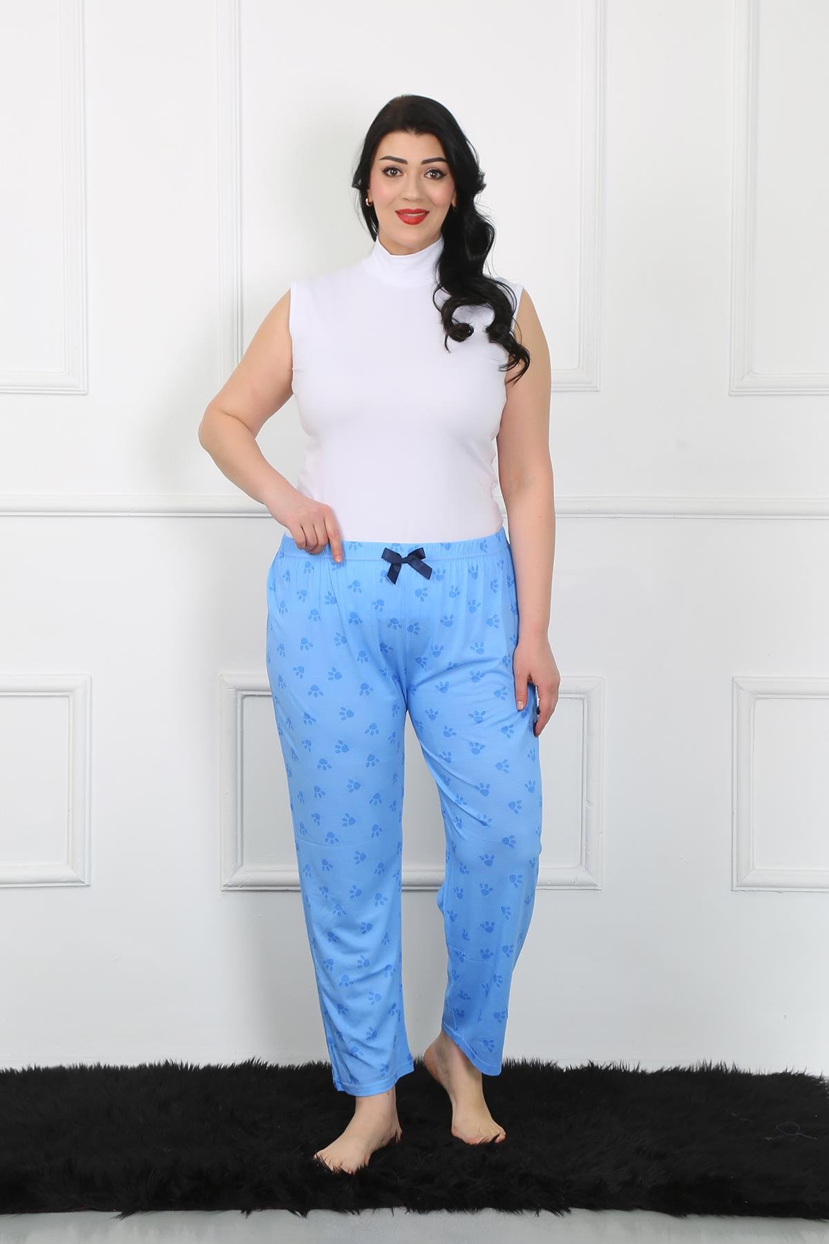 Moda Çizgi Kadın Büyük Beden Tek Alt Pijama 27506