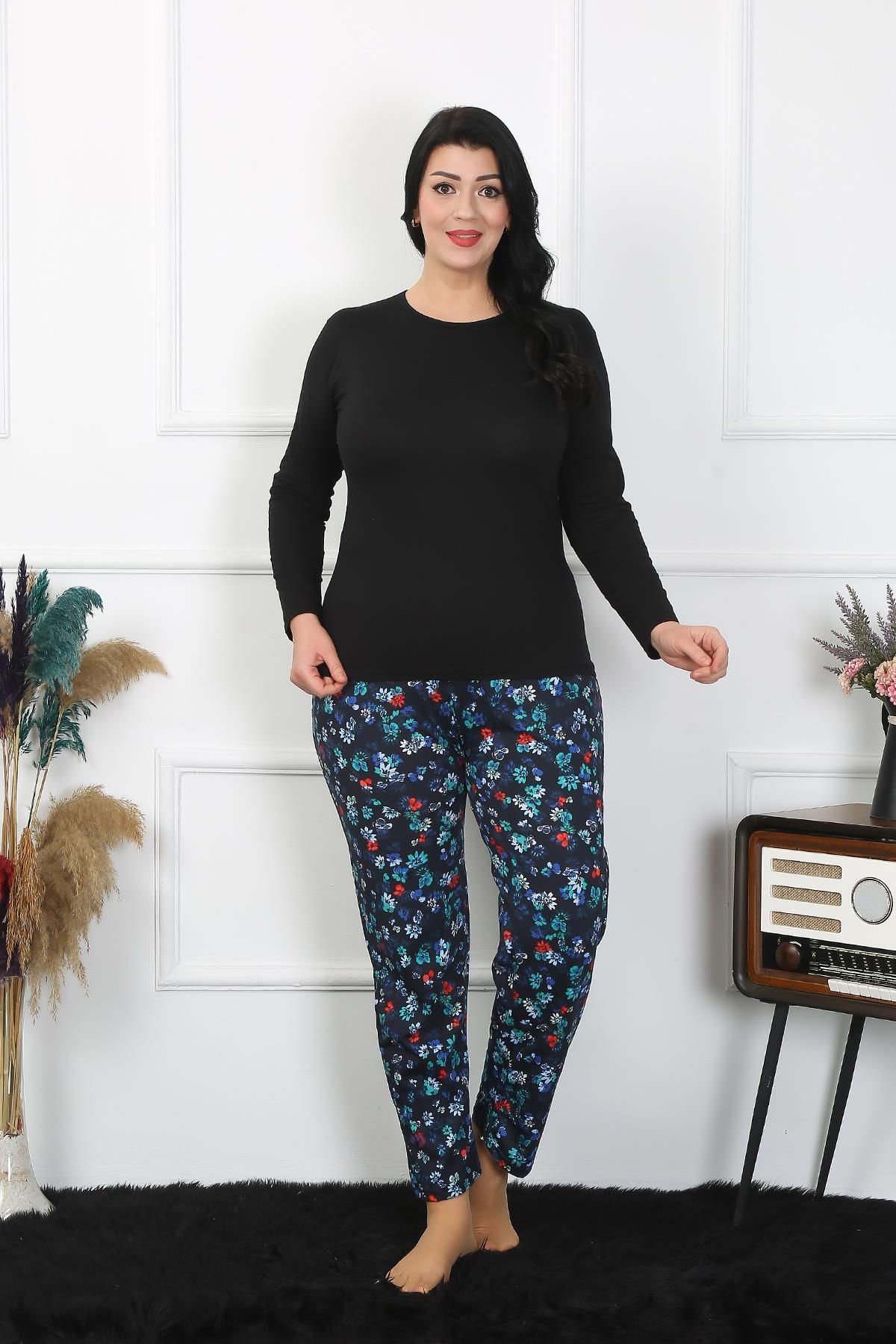 Moda Çizgi Kadın Büyük Beden Tek Alt Pijama 27501