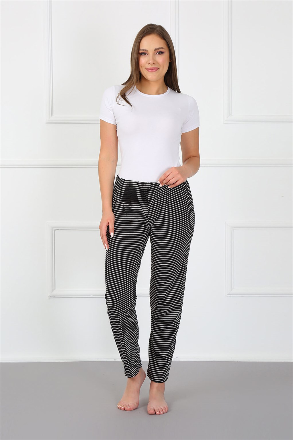 Moda Çizgi Kadın Alt Pijama