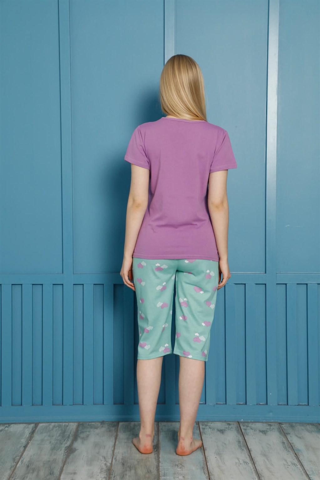 Moda Çizgi Şortlu Pijama Takım