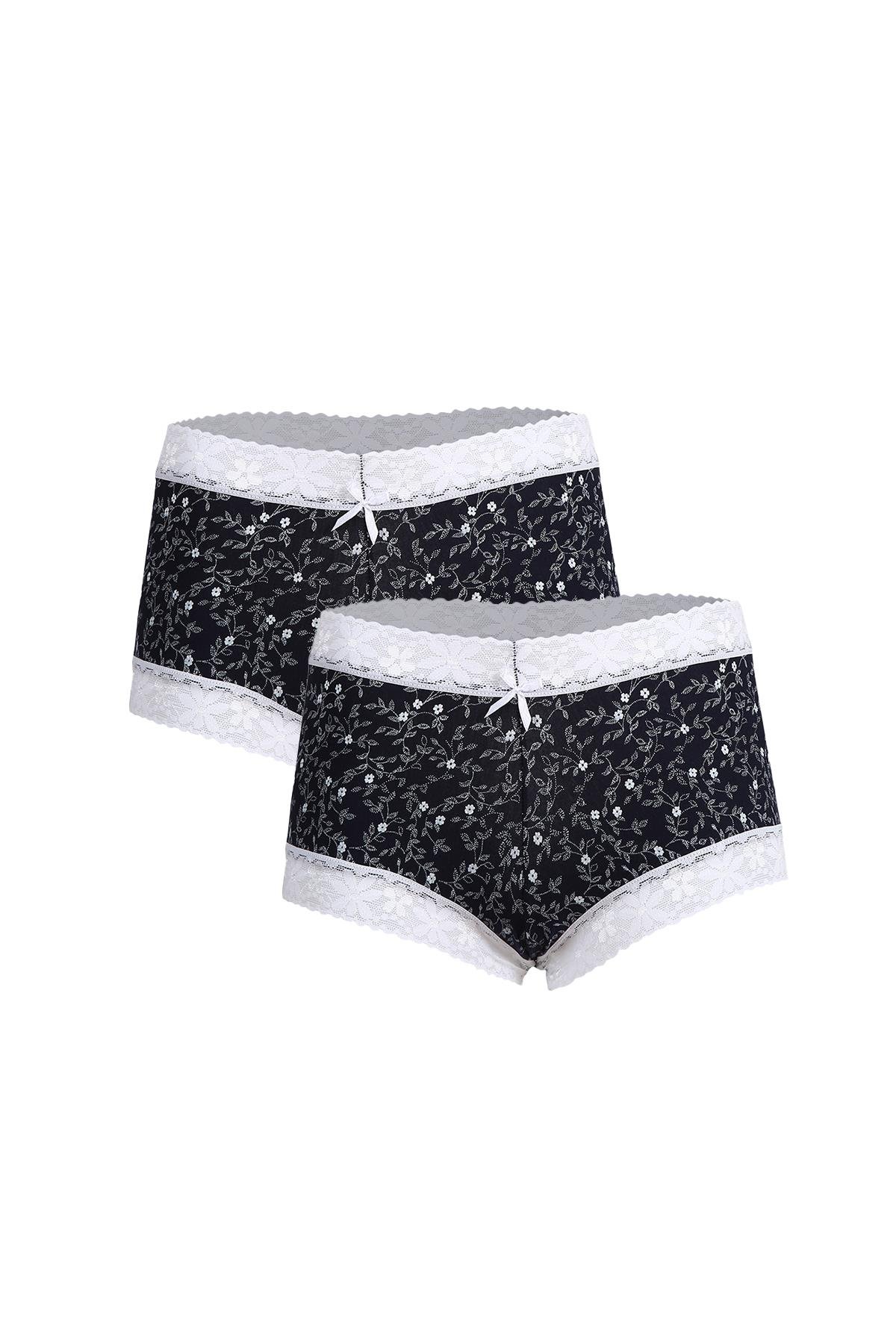 Moda Çizgi Kadın Pamuklu 2li Boxer Laci 40266