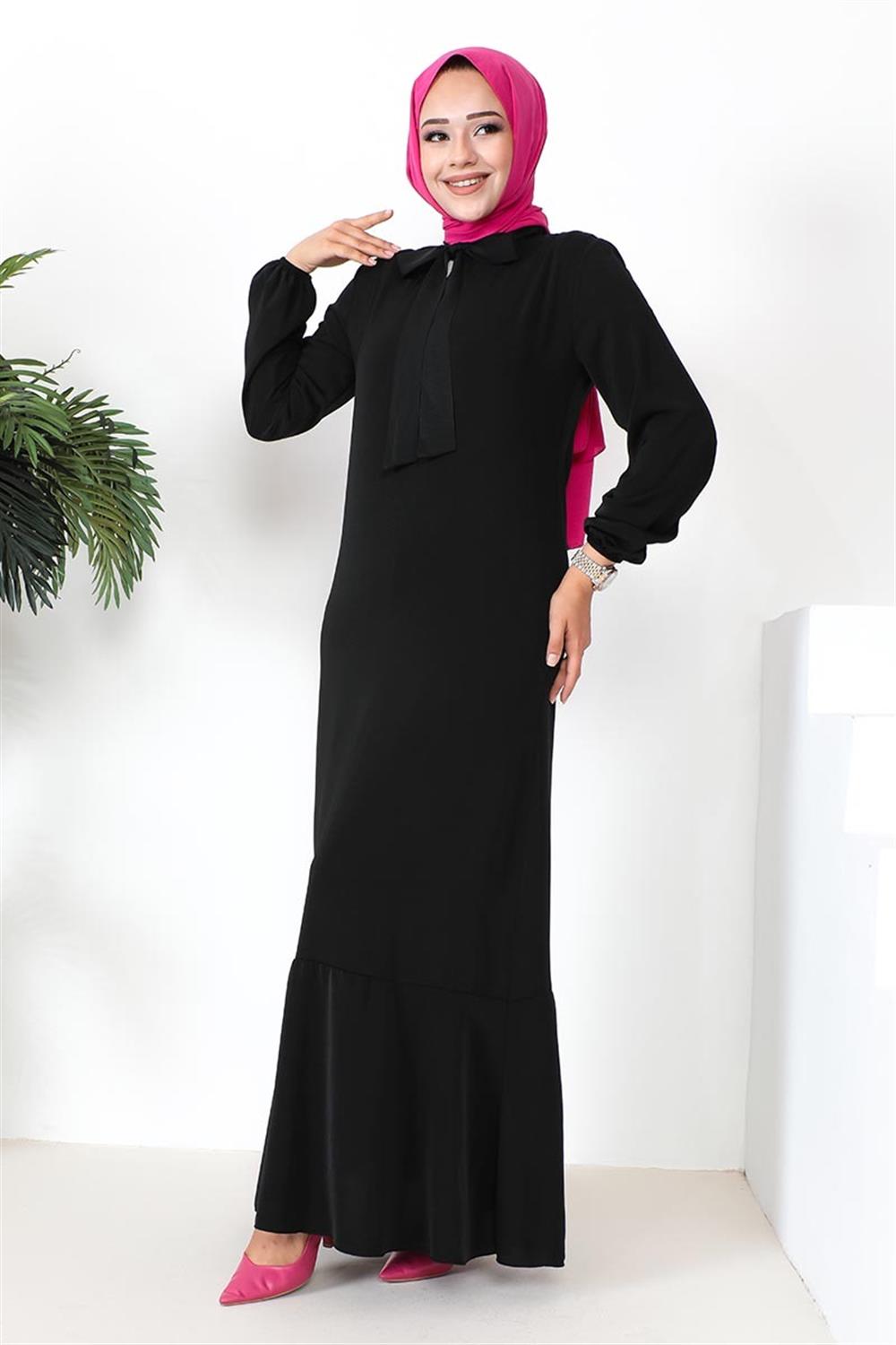 Tesettür Model Elbise SİYAH