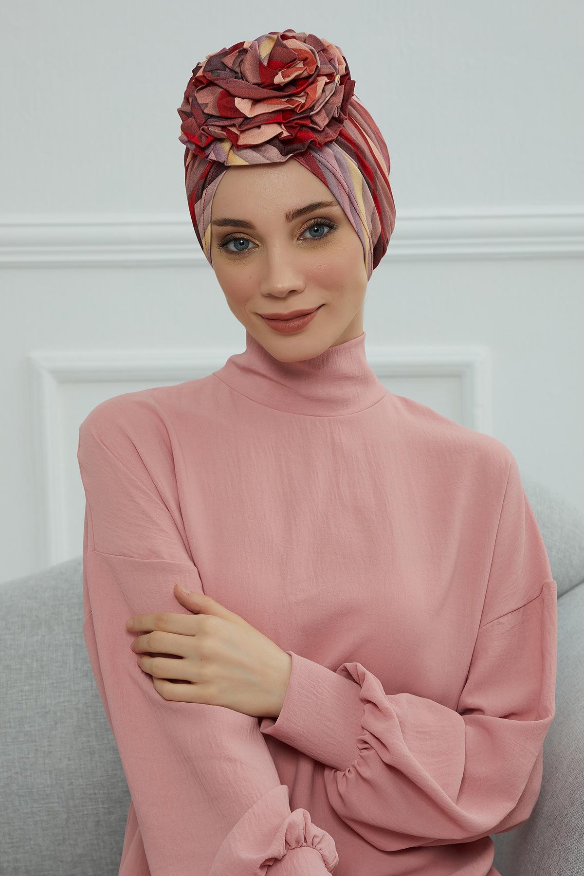 Güllü Penye Desenli Bone,B-21YD Desen 28