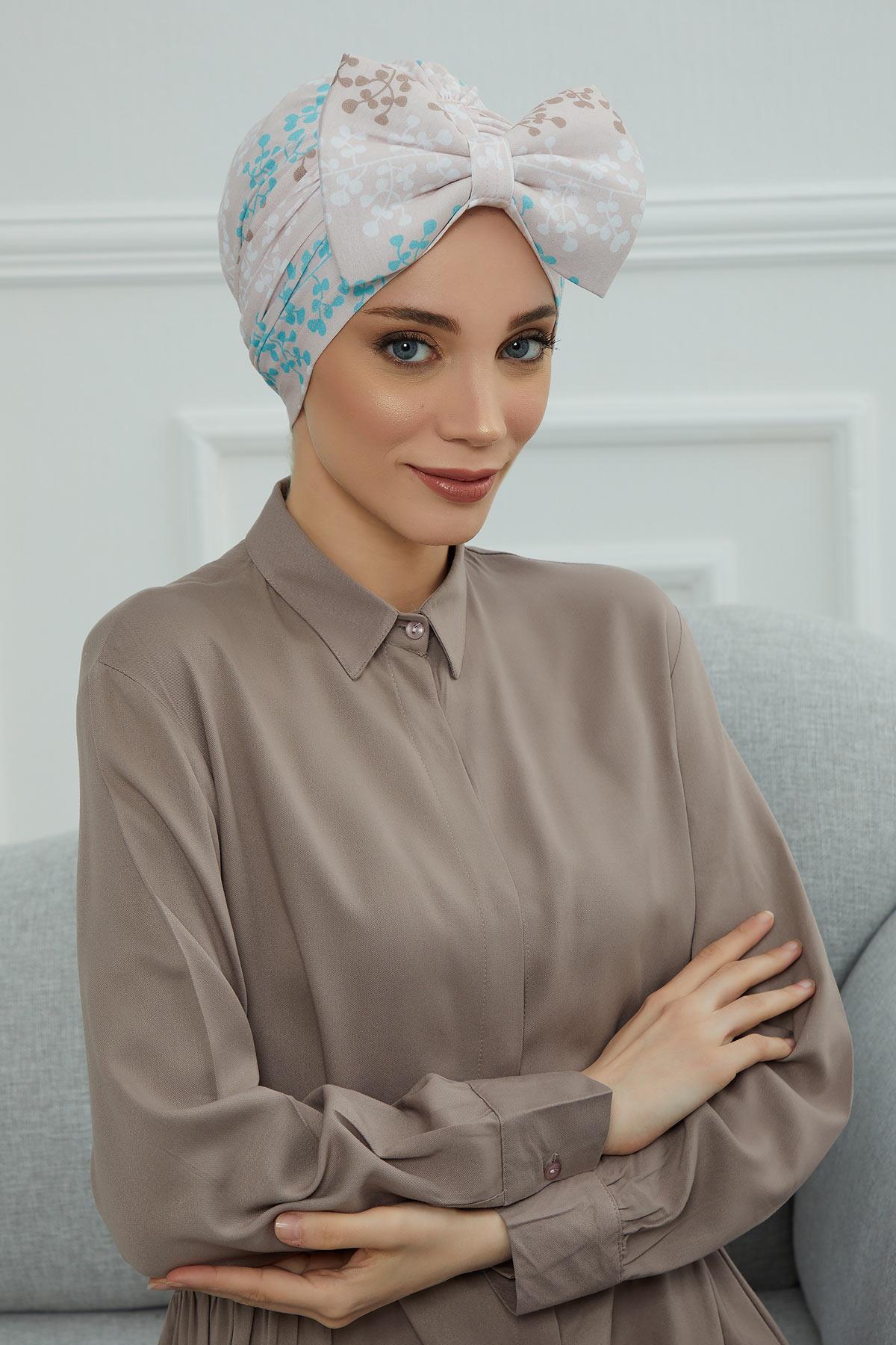Desenli Dev Fiyonklu Bone,B-11YD Desen 30