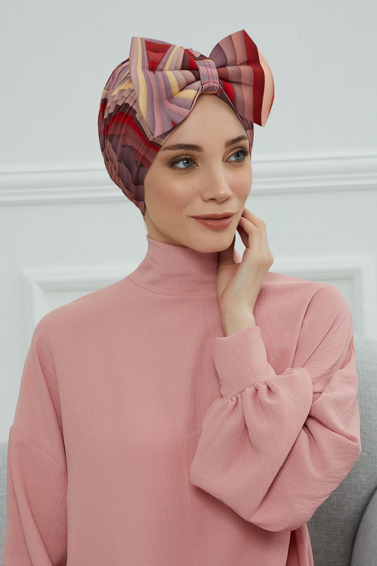 Desenli Dev Fiyonklu Bone,B-11YD Desen 28