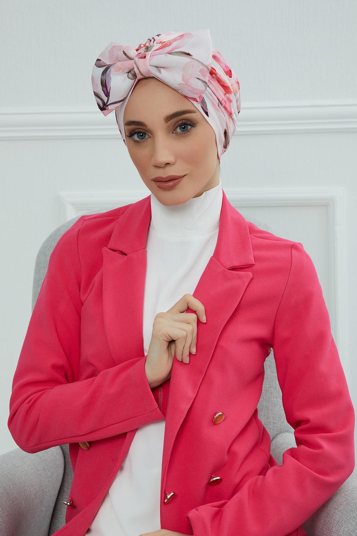 Desenli Dev Fiyonklu Bone,B-11YD Desen 26