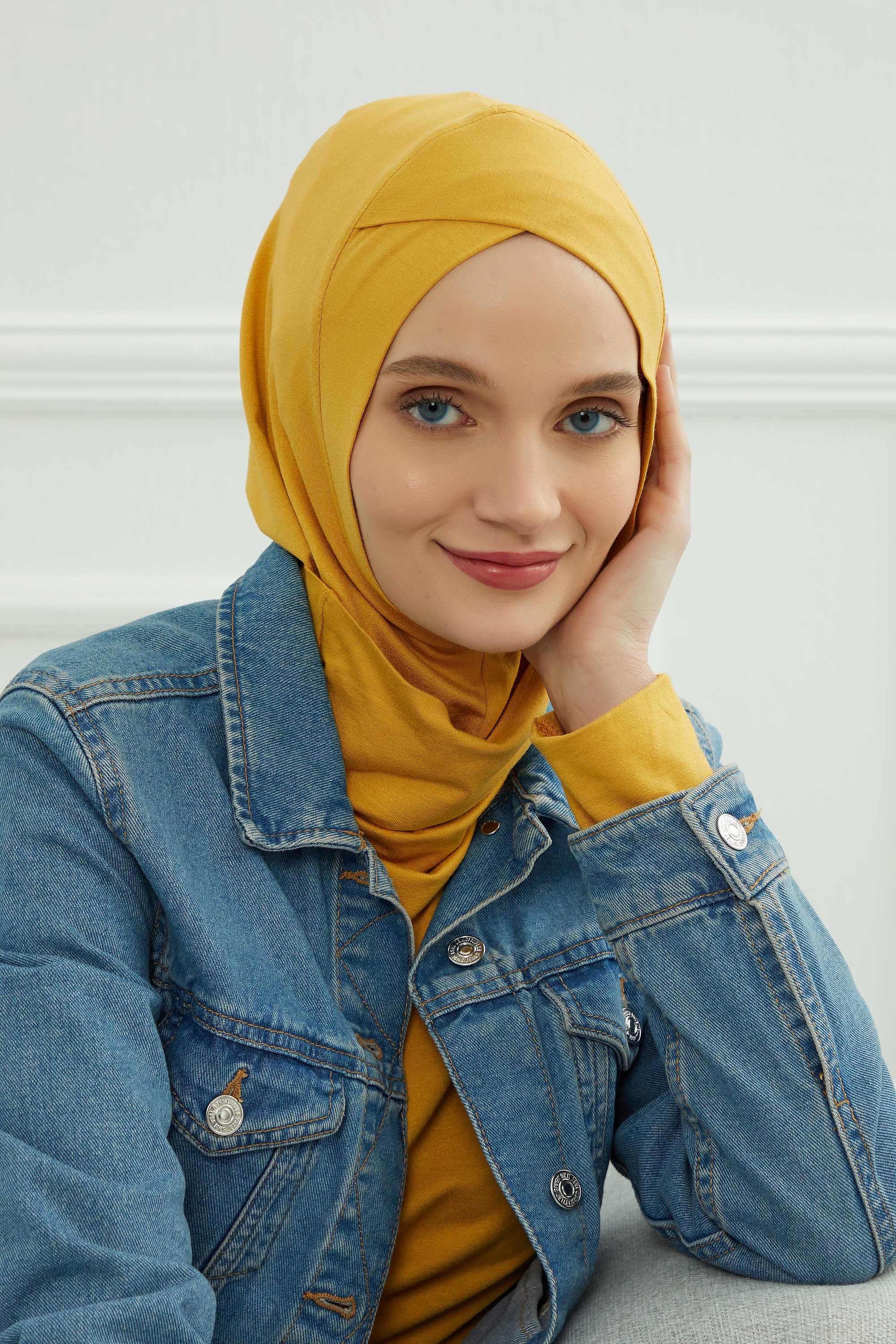 Önü Çapraz Detaylı Penye İç Bone,TB-4,TB-4 Hardal Sarısı