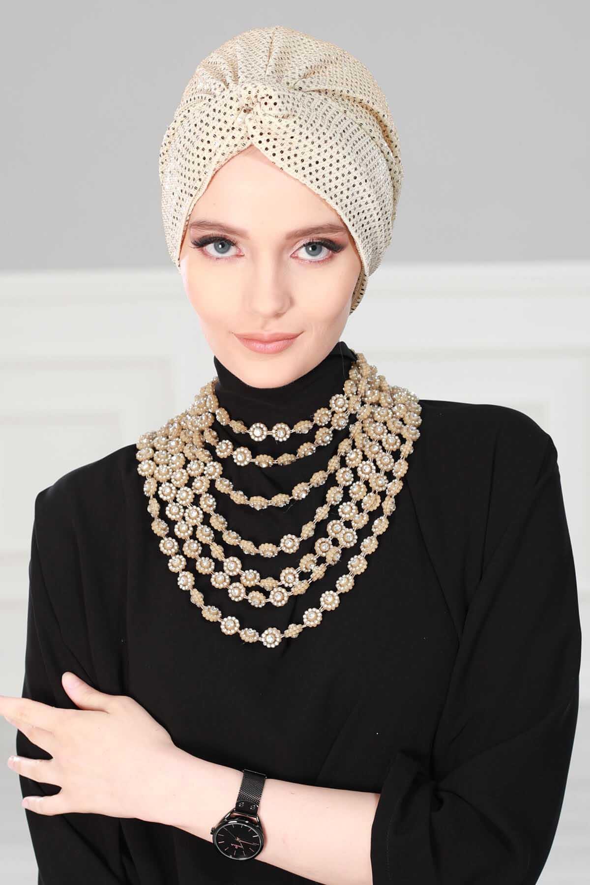 Mihrace Penye Bone Pullu,B-4MU Gold Pullu