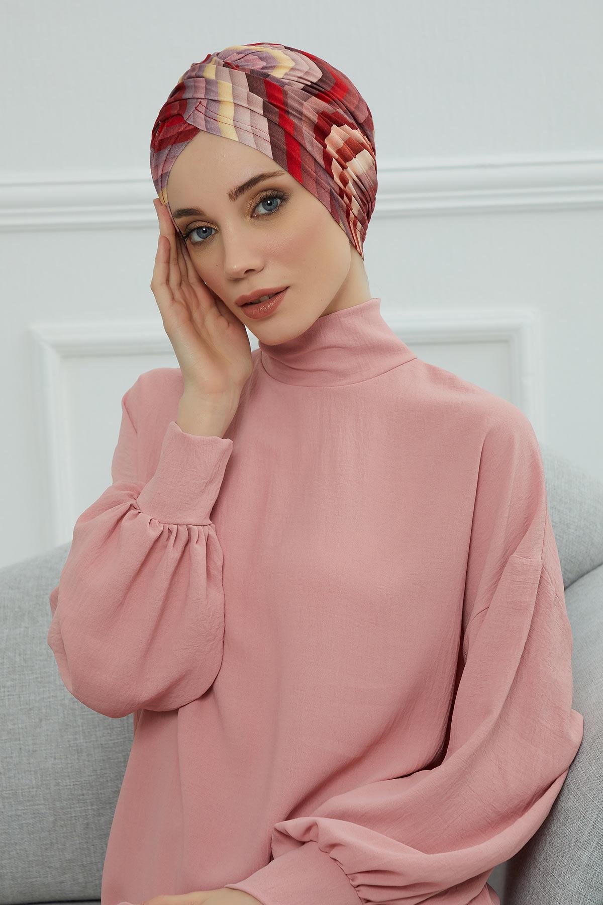 Desenli Tesettür Bone,B-9YD Desen 28