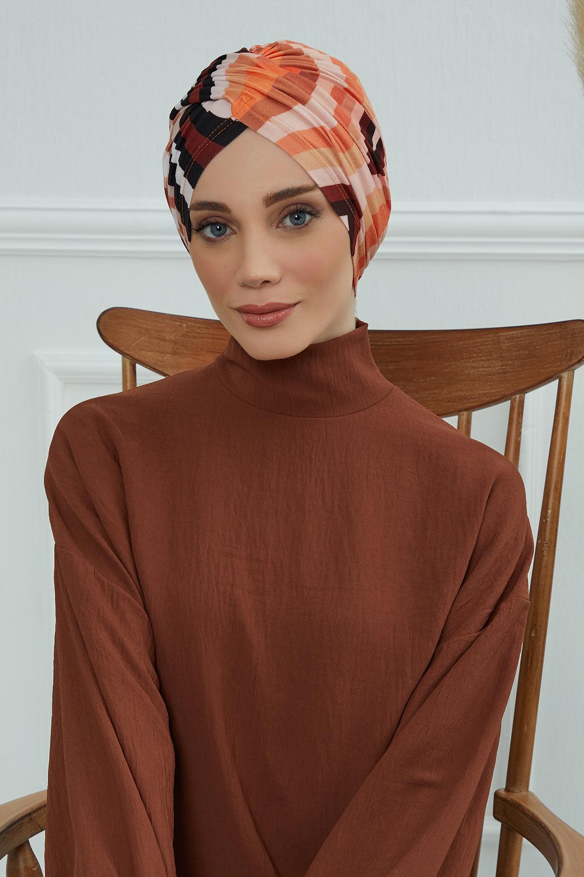 Desenli Tesettür Bone,B-9YD Desen 35