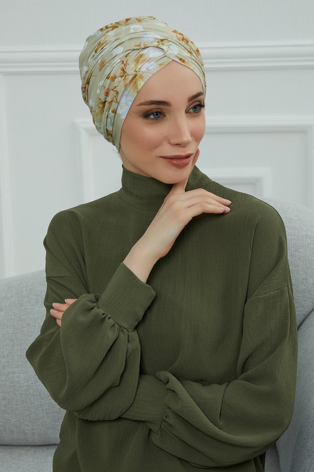 Desenli Tesettür Bone,B-9YD Desen 27