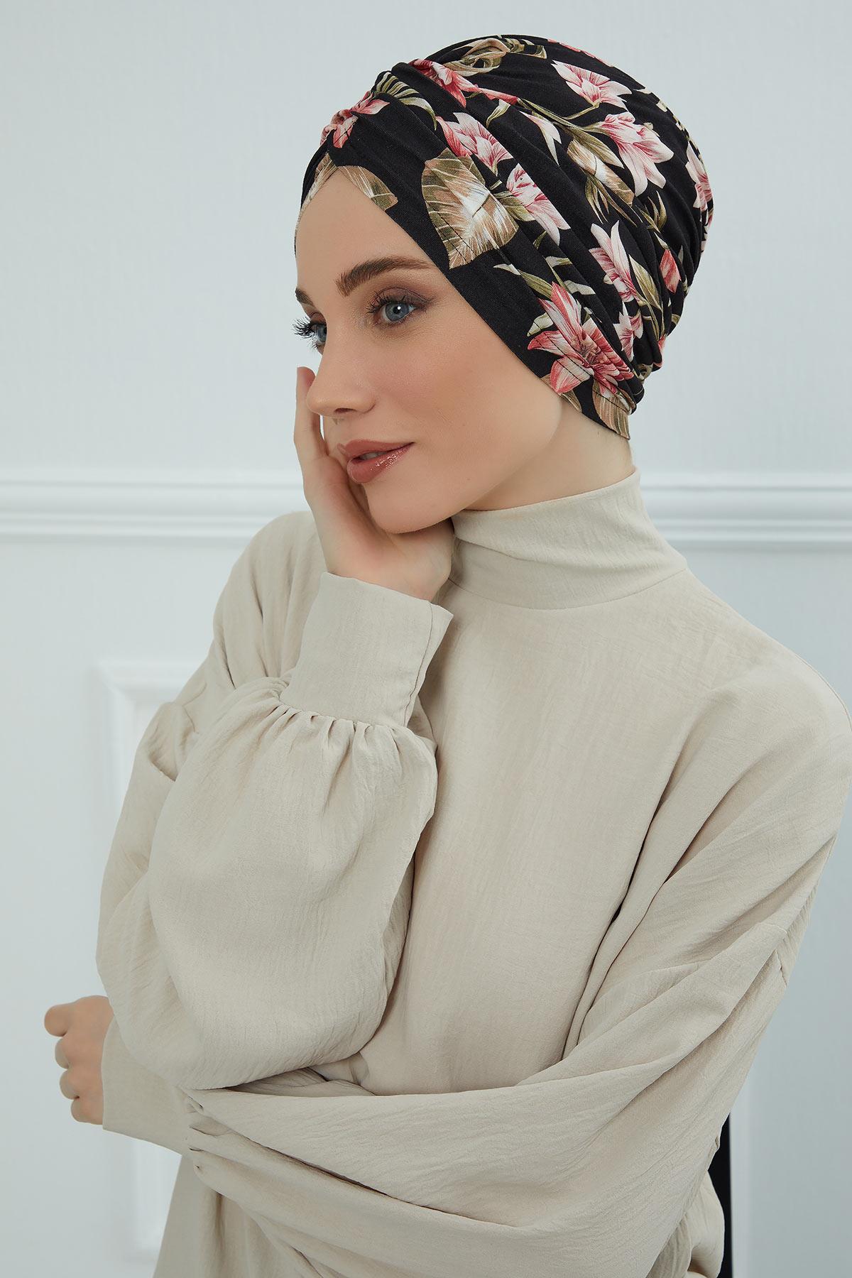 Desenli Tesettür Bone,B-9YD Desen 34