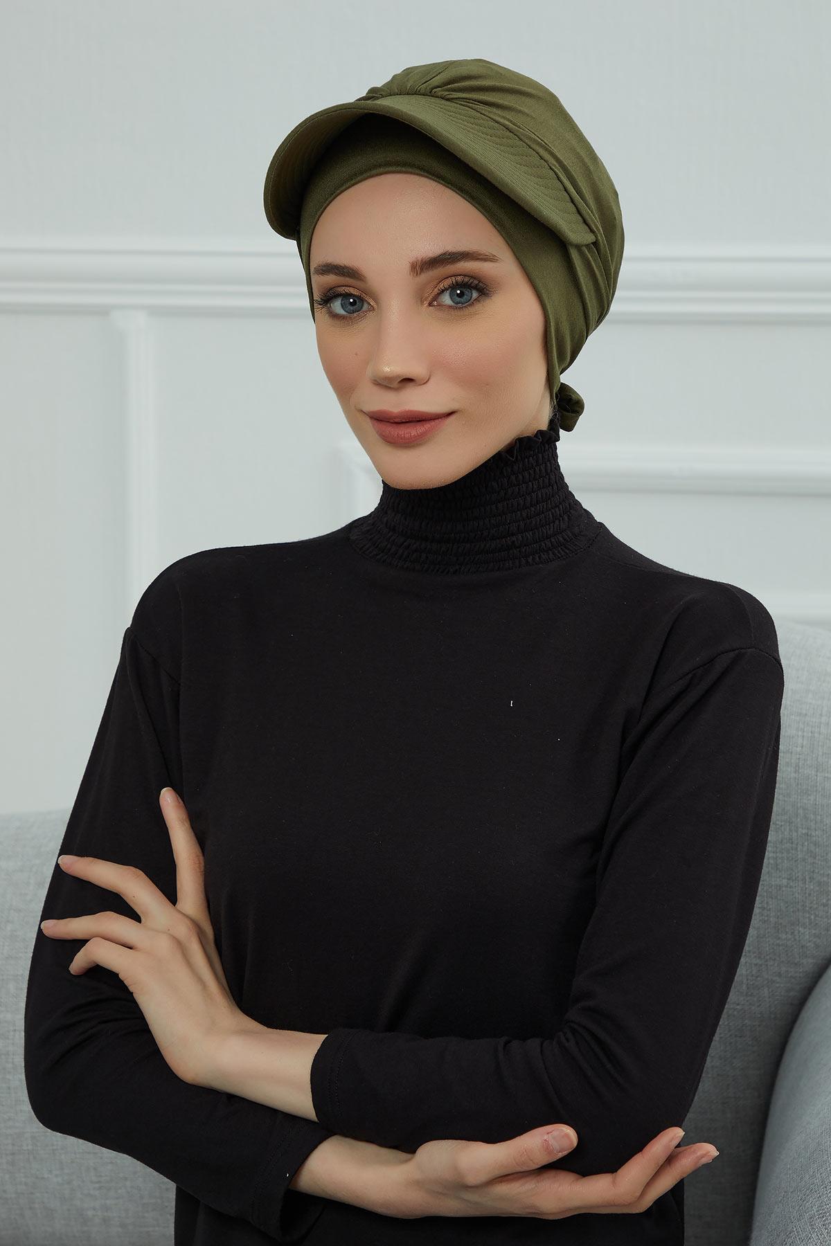 Siperlik Detaylı Penye Bone,B-66 Haki