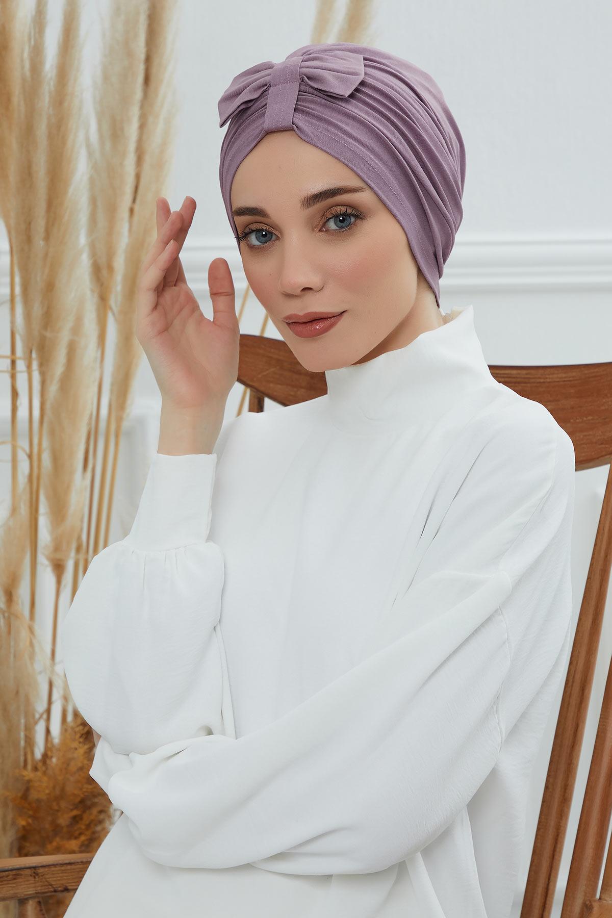 Önden Fiyonklu Bone,B-7 Lila