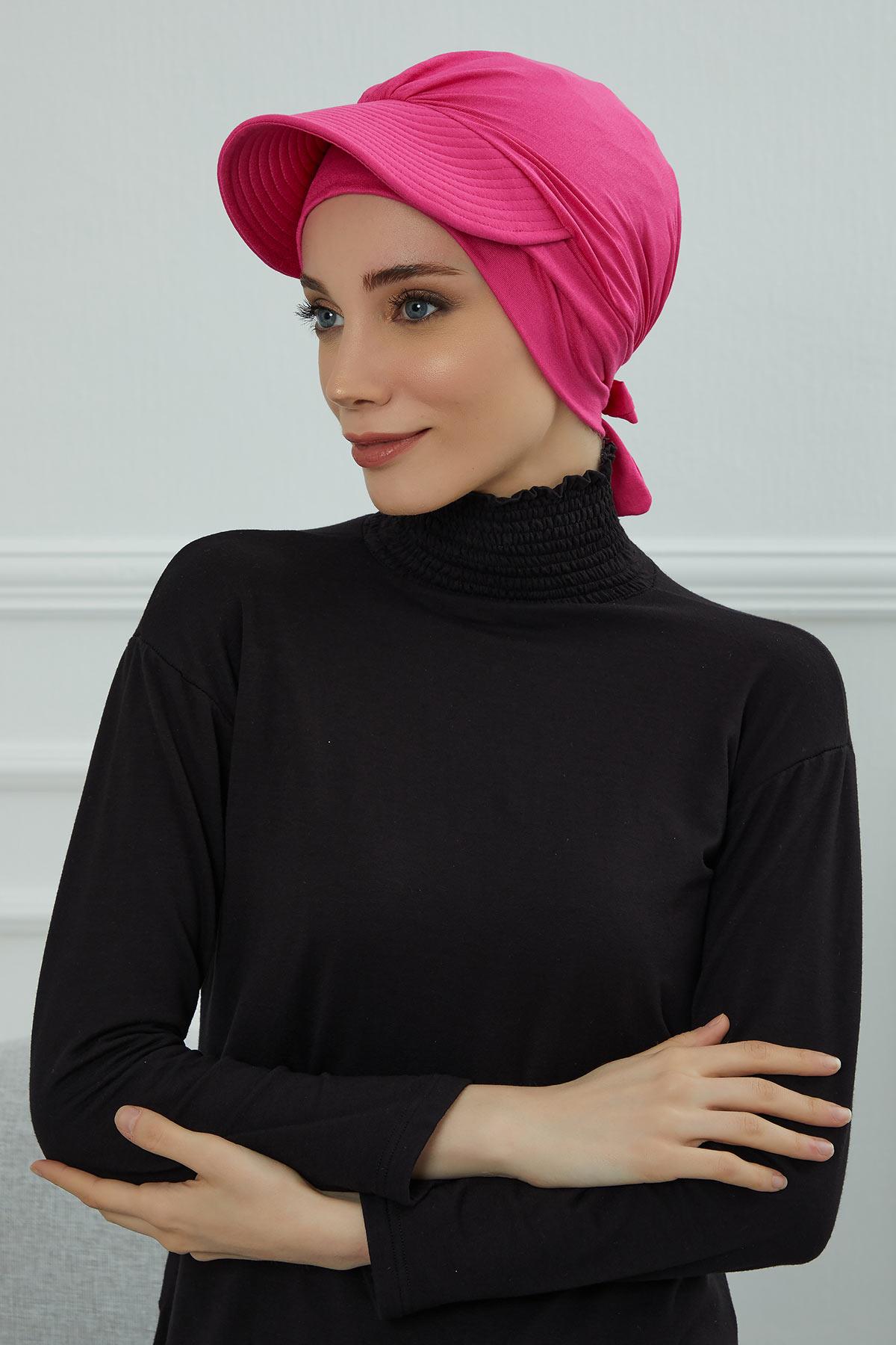 Siperlik Detaylı Penye Bone,B-66 Fuşya