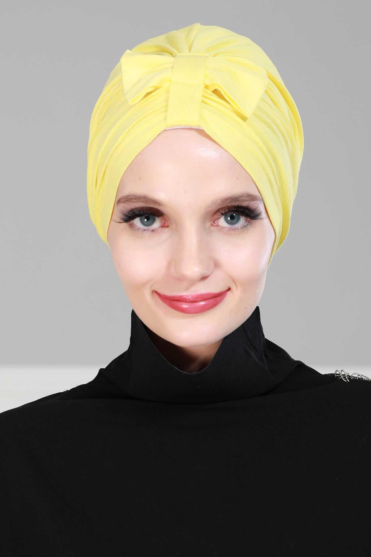 Önden Fiyonklu Bone,B-7 Sarı