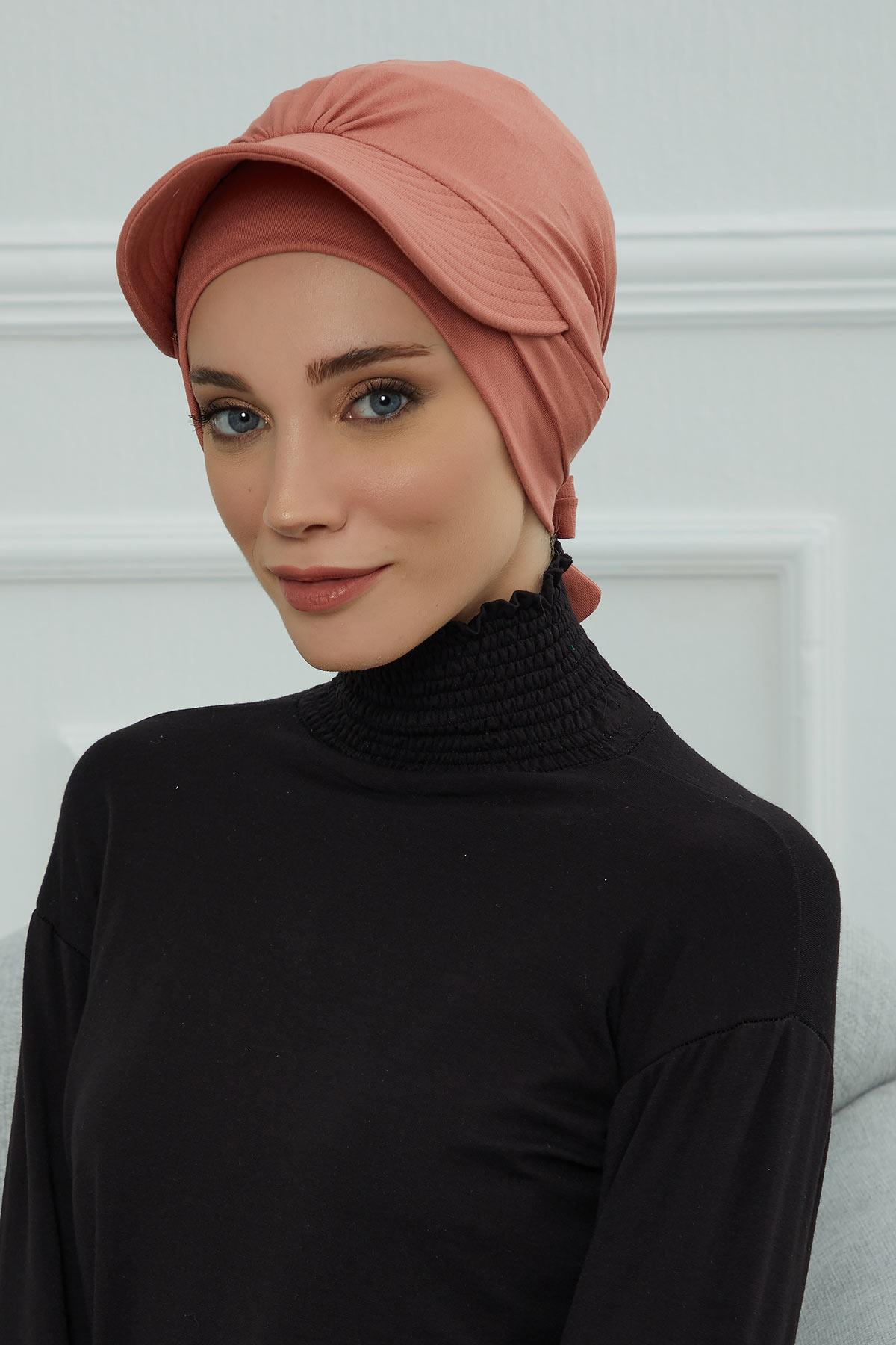Siperlik Detaylı Penye Bone,B-66 Somon