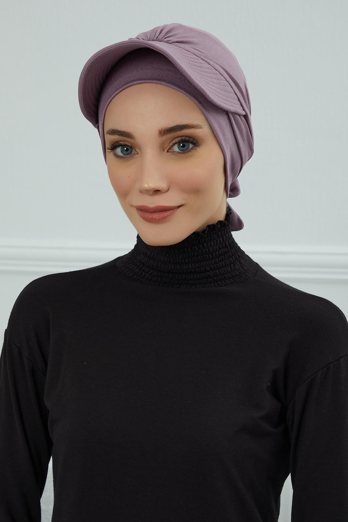 Siperlik Detaylı Penye Bone,B-66 Lila
