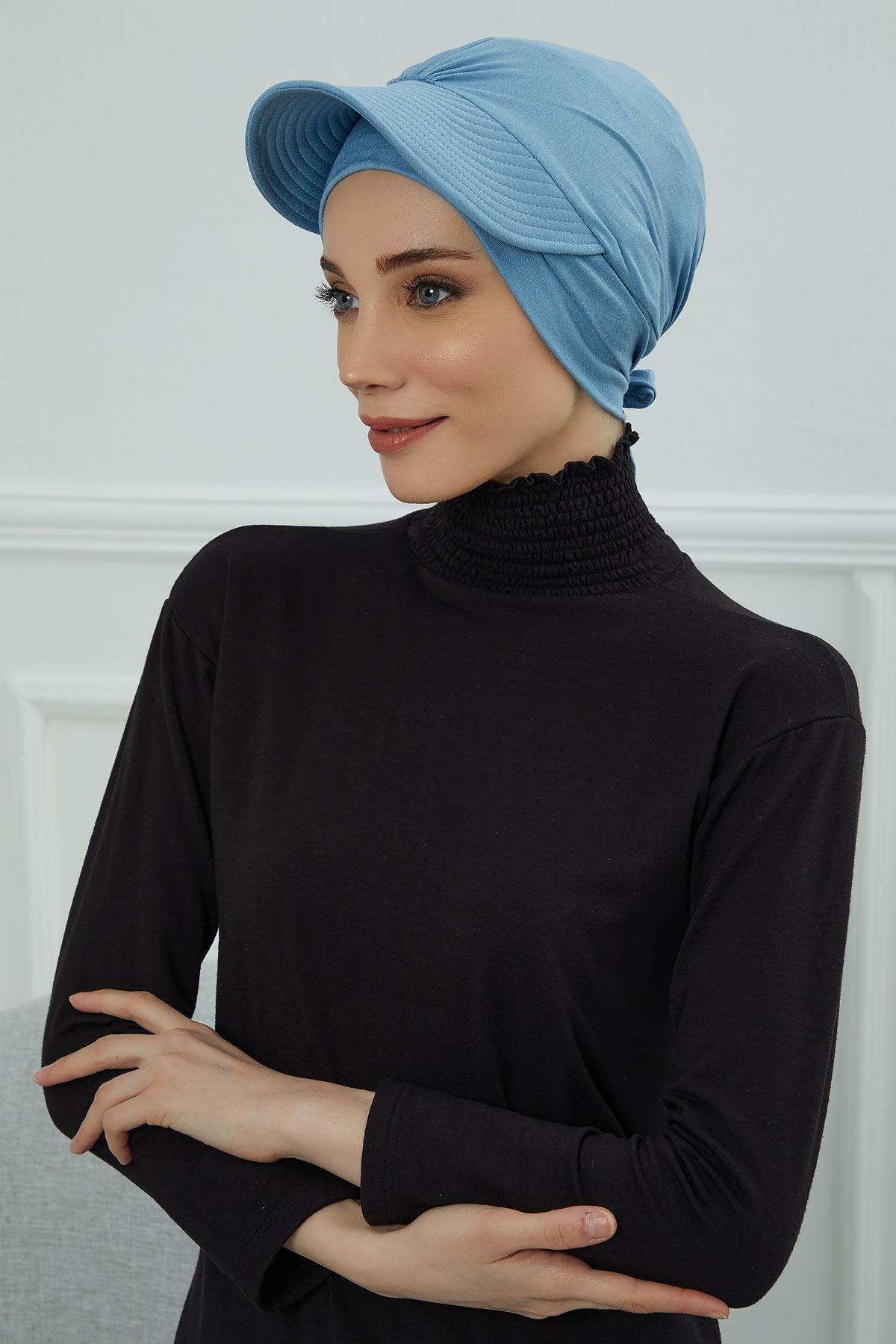 Siperlik Detaylı Penye Bone,B-66 Mavi