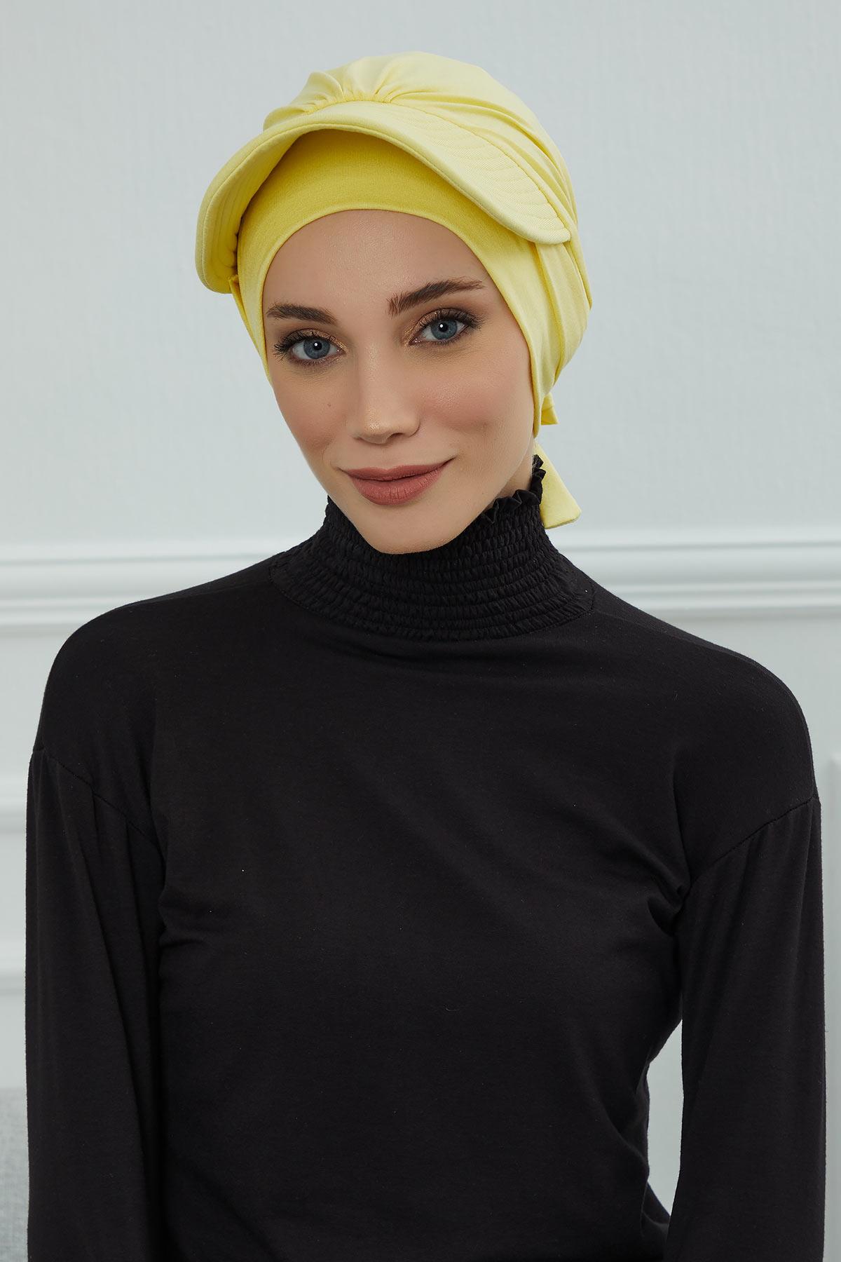 Siperlik Detaylı Penye Bone,B-66 Sarı
