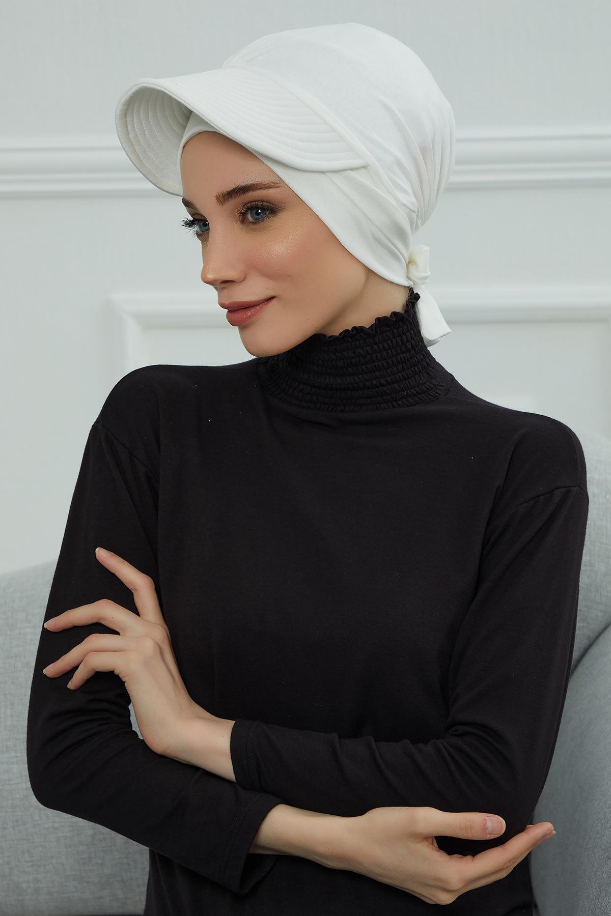 Siperlik Detaylı Penye Bone,B-66 Krem