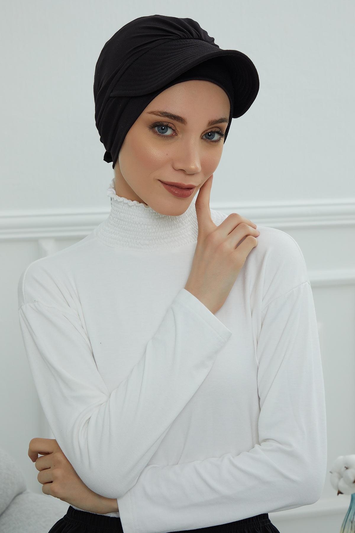 Siperlik Detaylı Penye Bone,B-66 Siyah