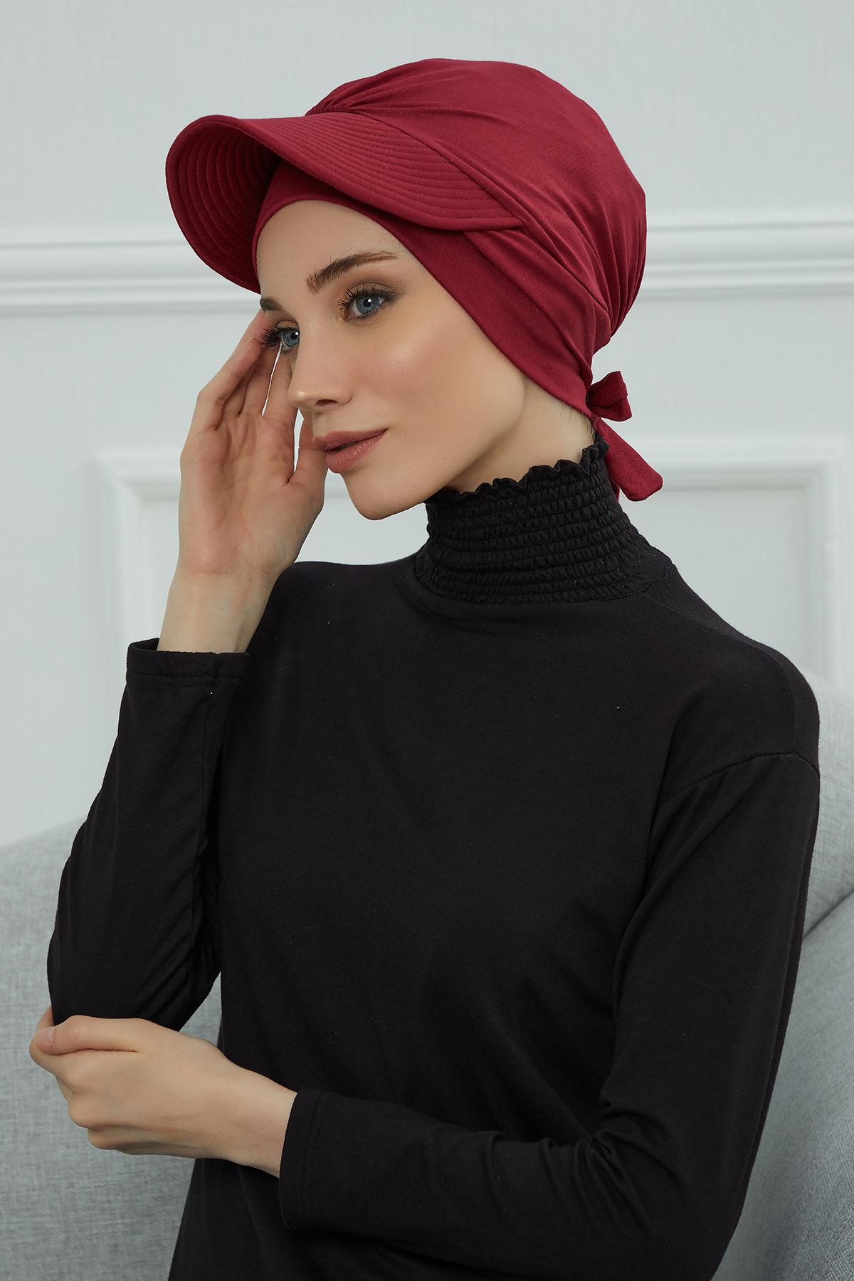 Siperlik Detaylı Penye Bone,B-66 Bordo