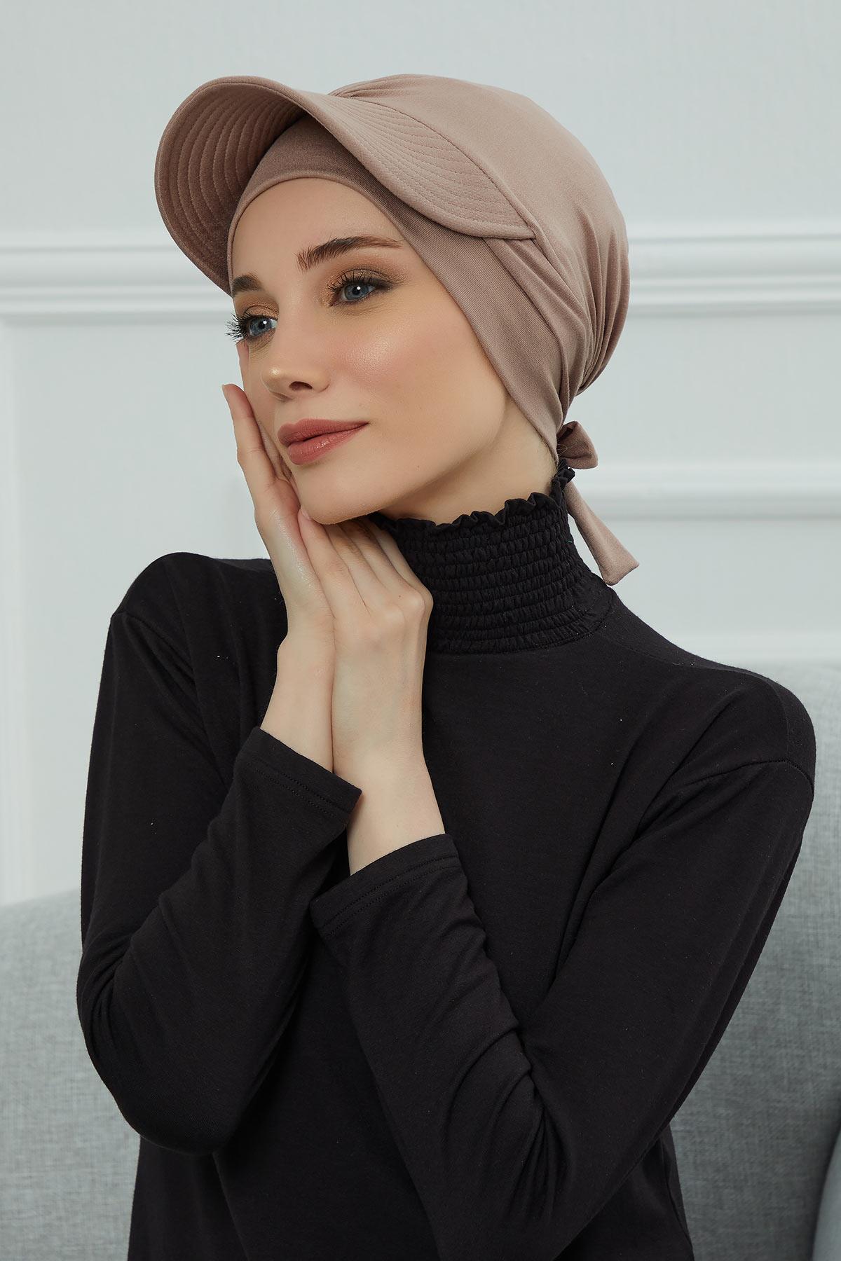 Siperlik Detaylı Penye Bone,B-66 Vizon