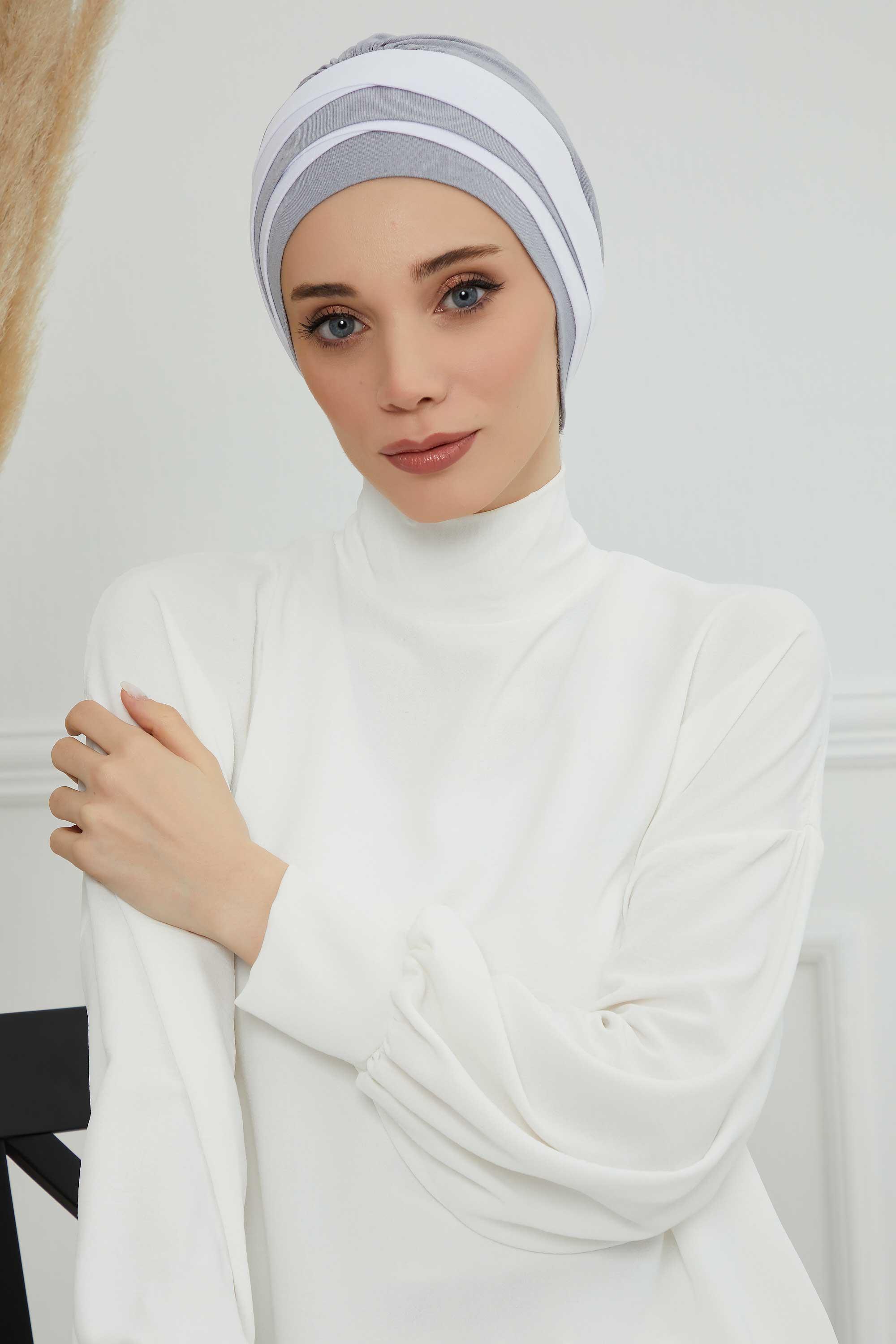 Çift Renkli Penye Bone,B-65 Gri 2-Beyaz