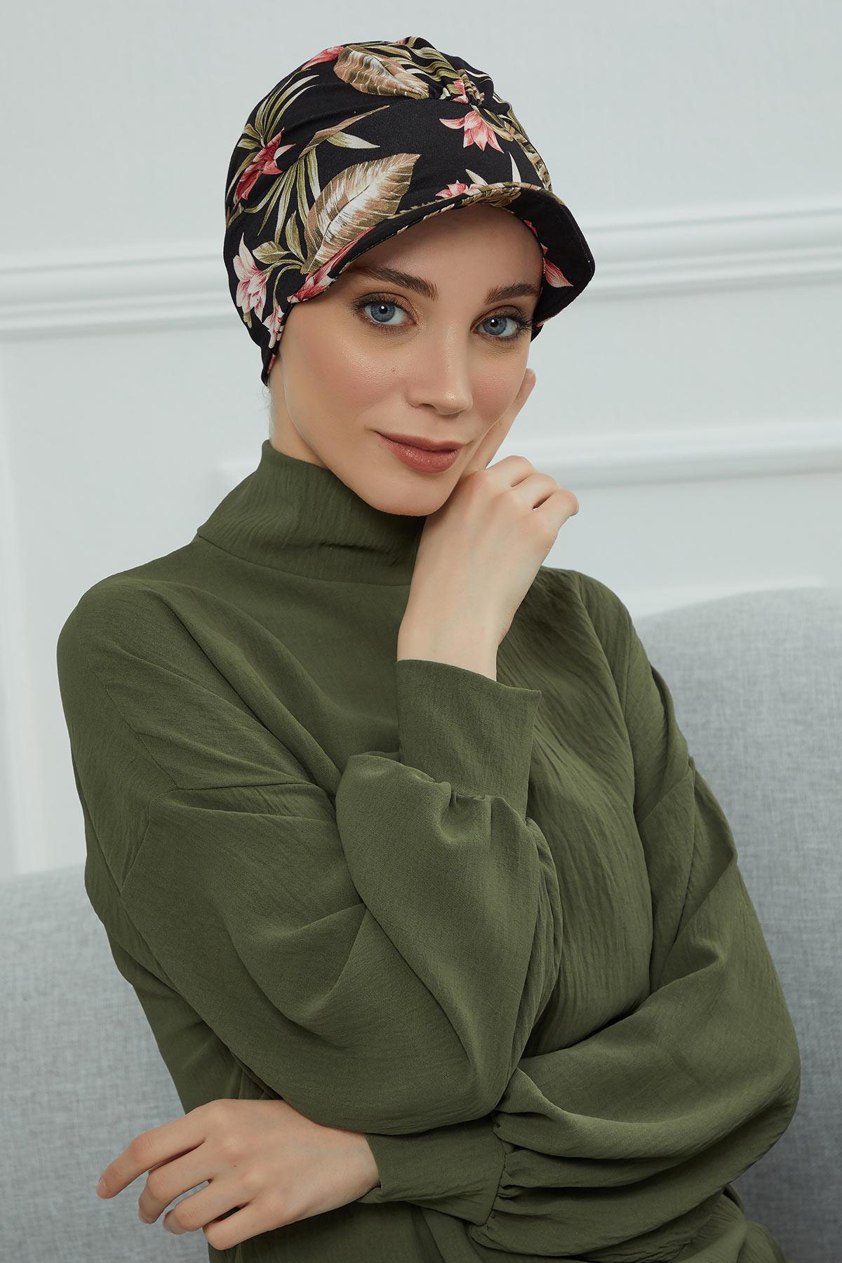 Şapkalı Desenli Penye Bone,B-30YD Desen 34