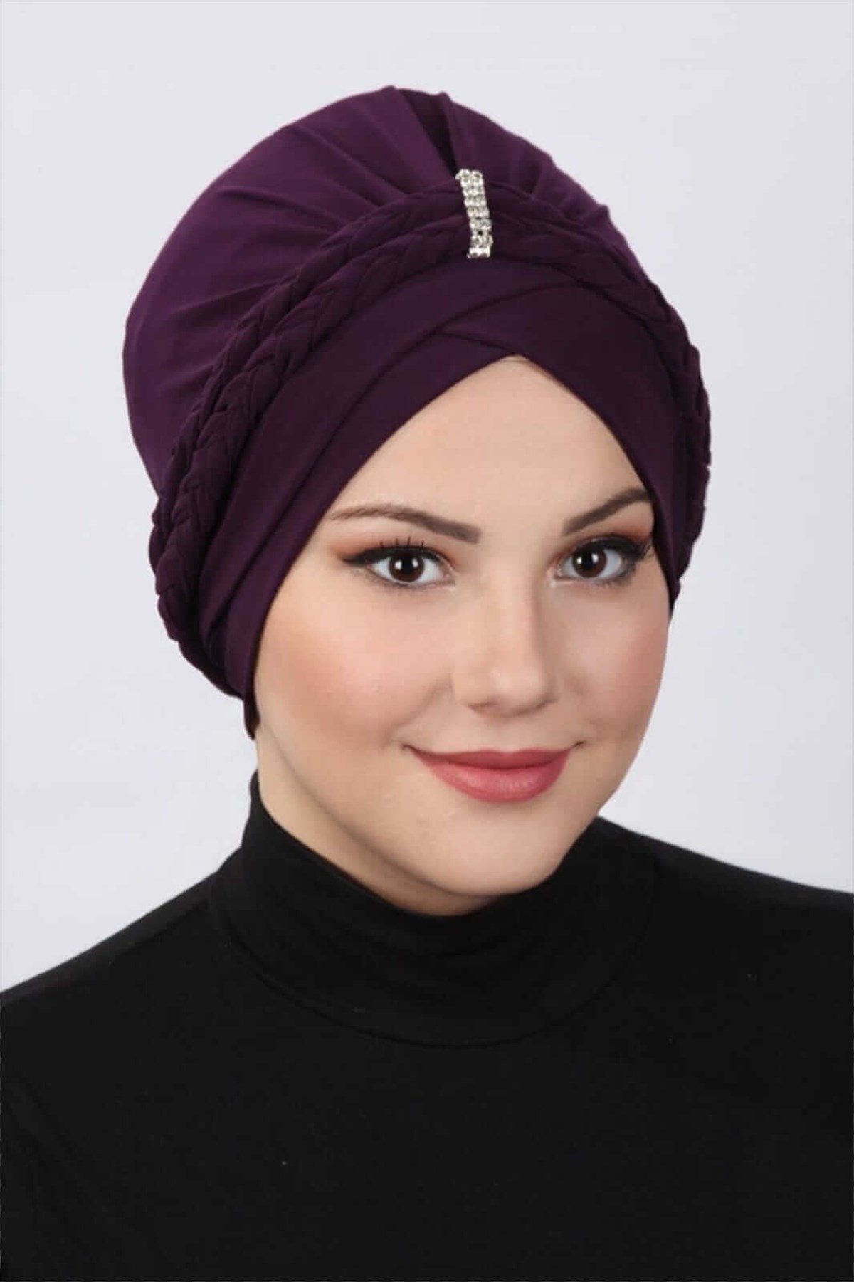 Çift Örgülü Bone  Mürdüm