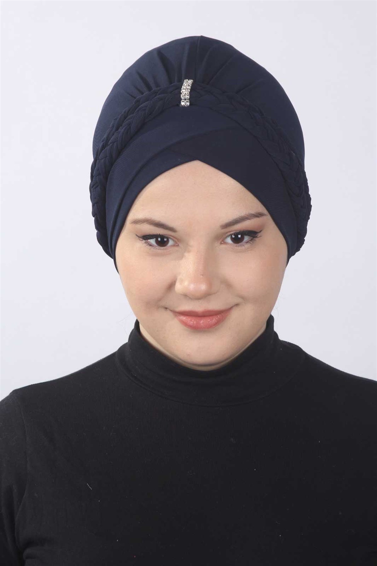 Çift Örgülü Bone  Lacivert