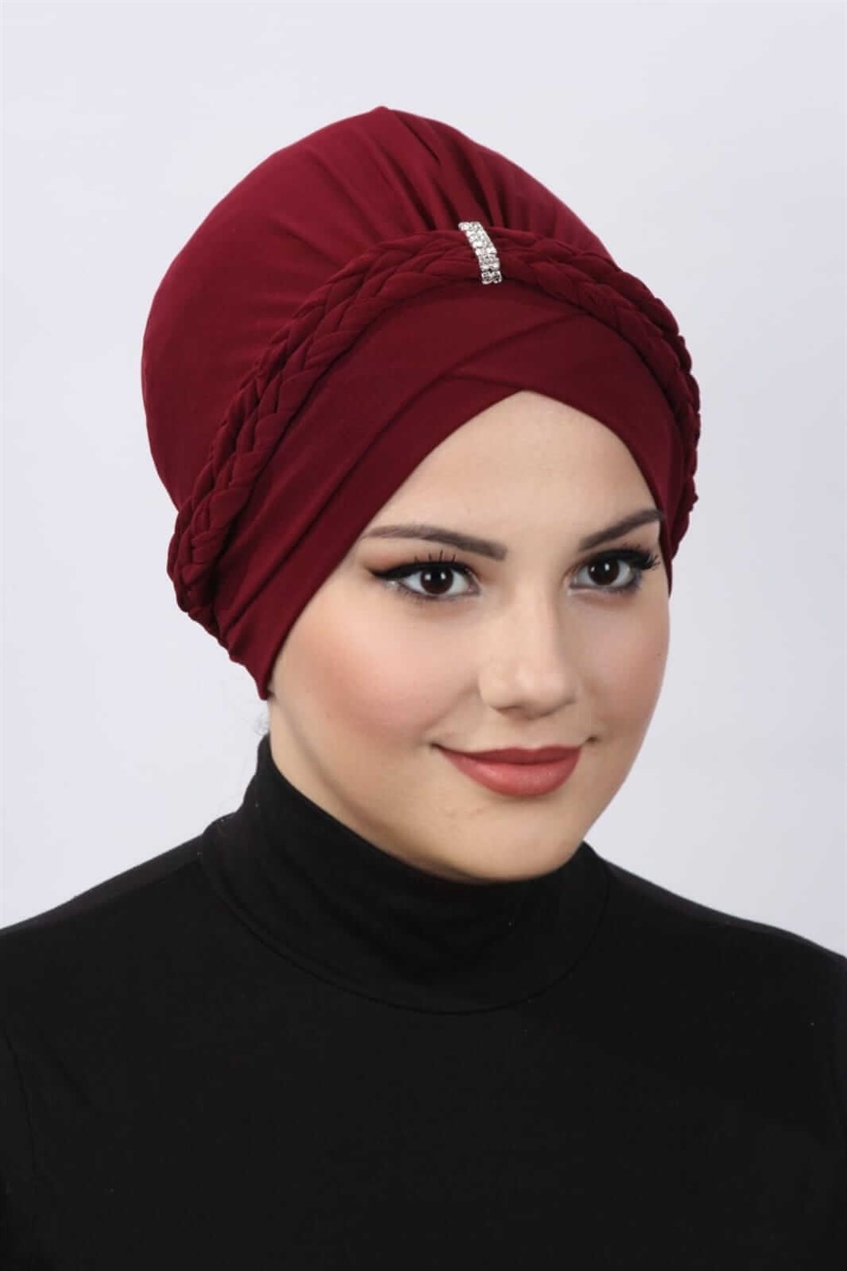 Çift Örgülü Bone  Bordo