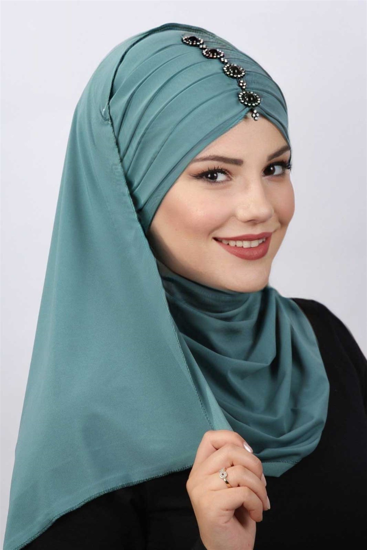 Pileli Taşlı Şal  Çağla