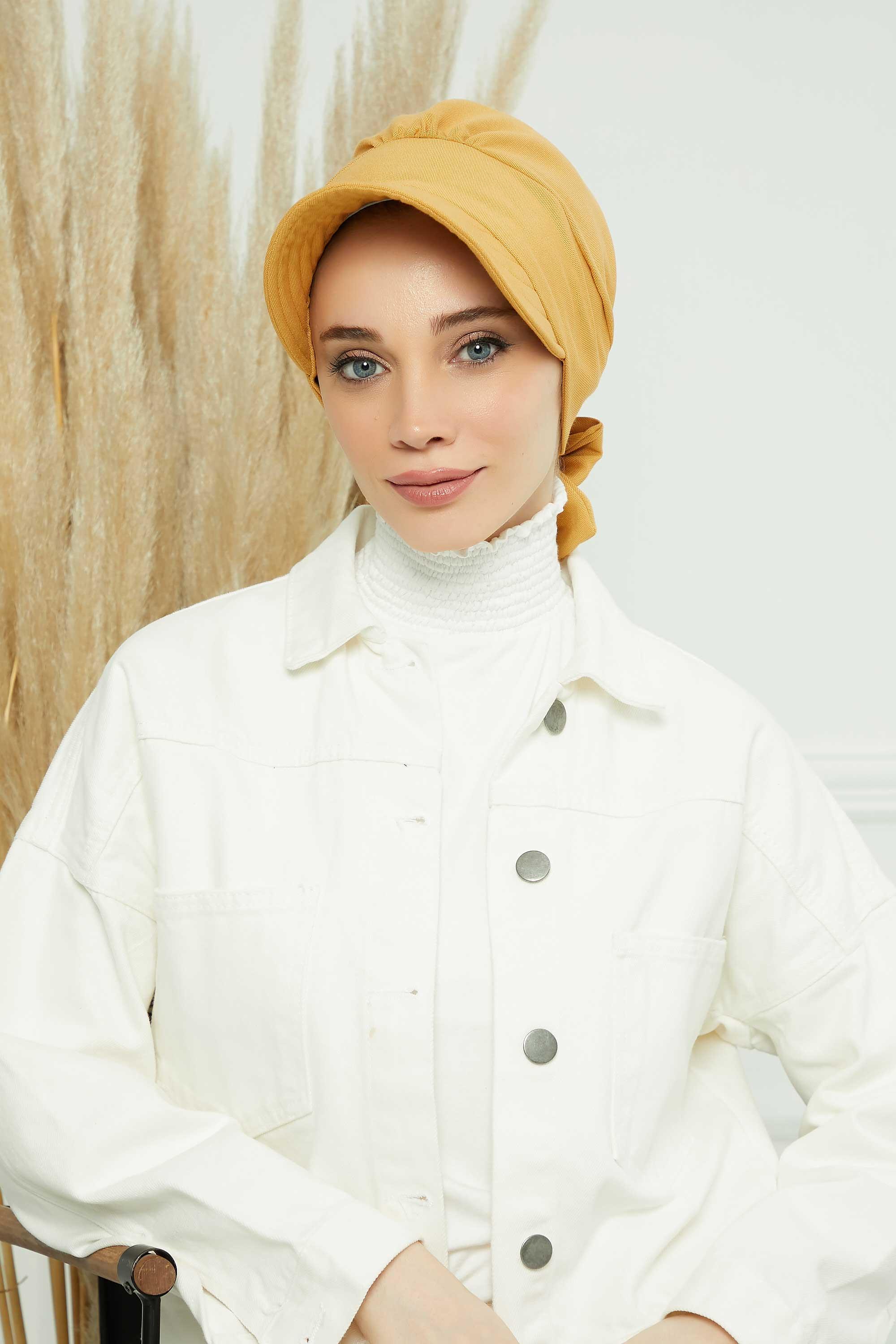 Siperlikli Şapka Bone,S-1 Hardal