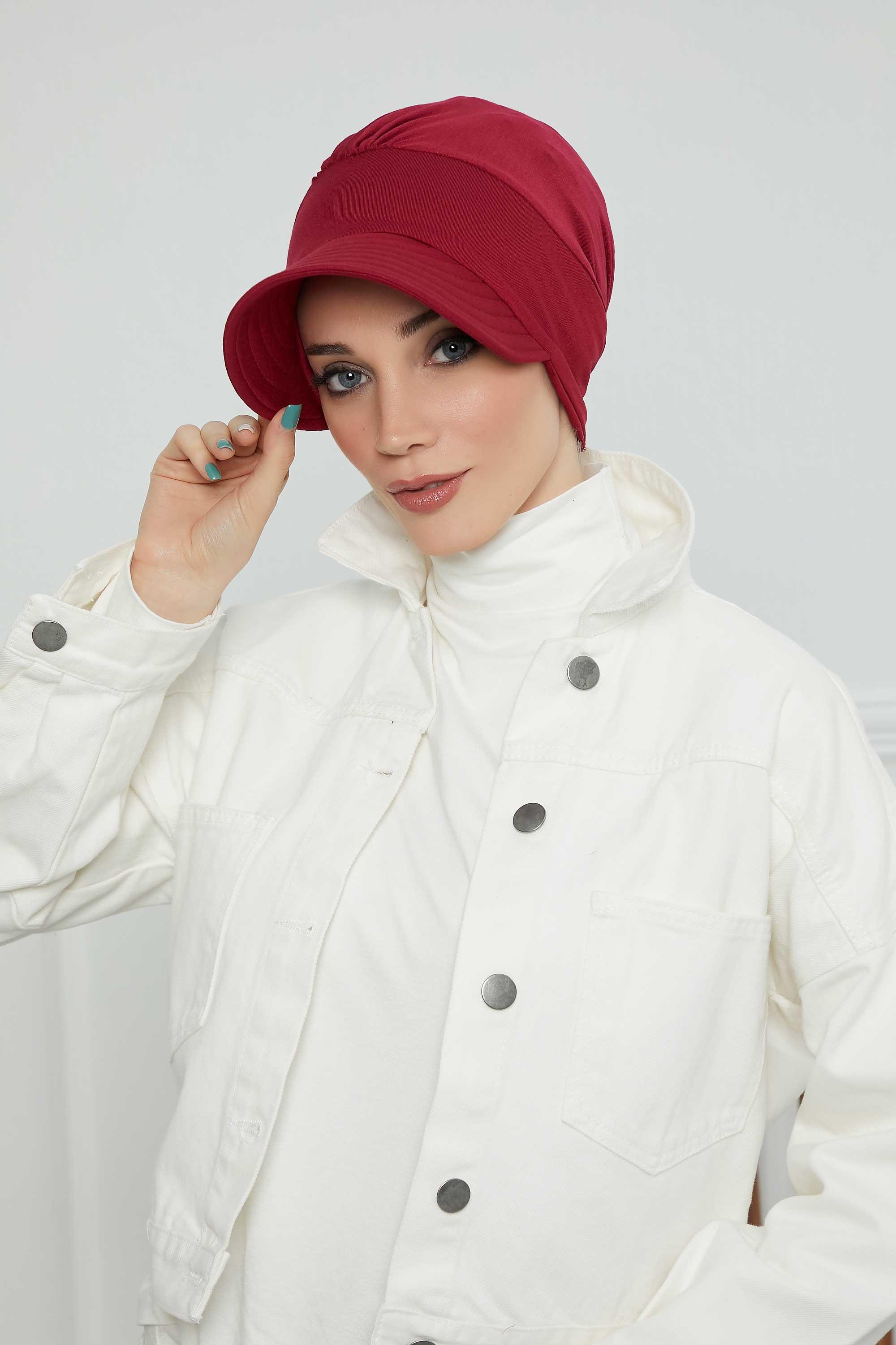 Siperlikli Penye Şapka Bone,B-73 Bordo