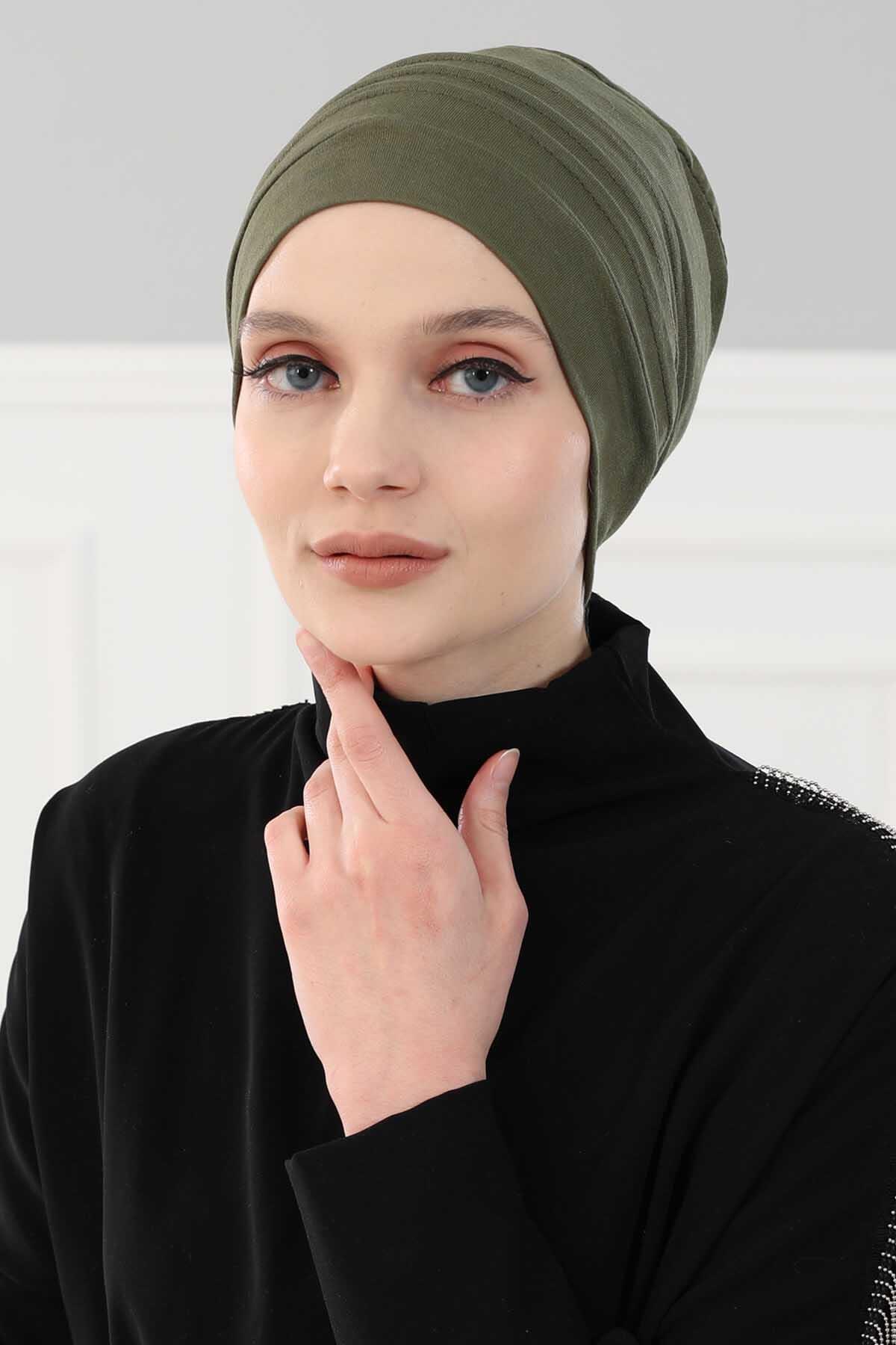 Bere Model Tesettür Bone,B-34 Haki Yeşili