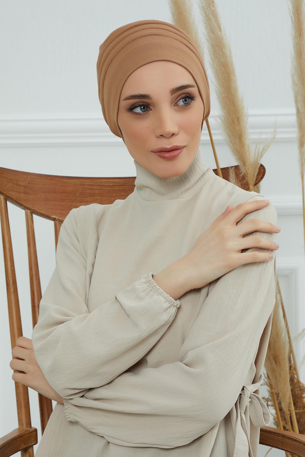Bere Model Tesettür Bone,B-34 Açık Kahverengi
