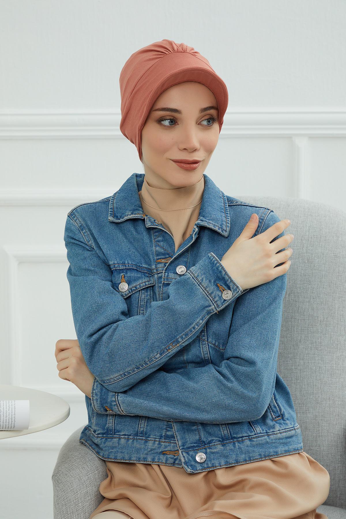 Şapkalı Penye Bone,B-30 Somon