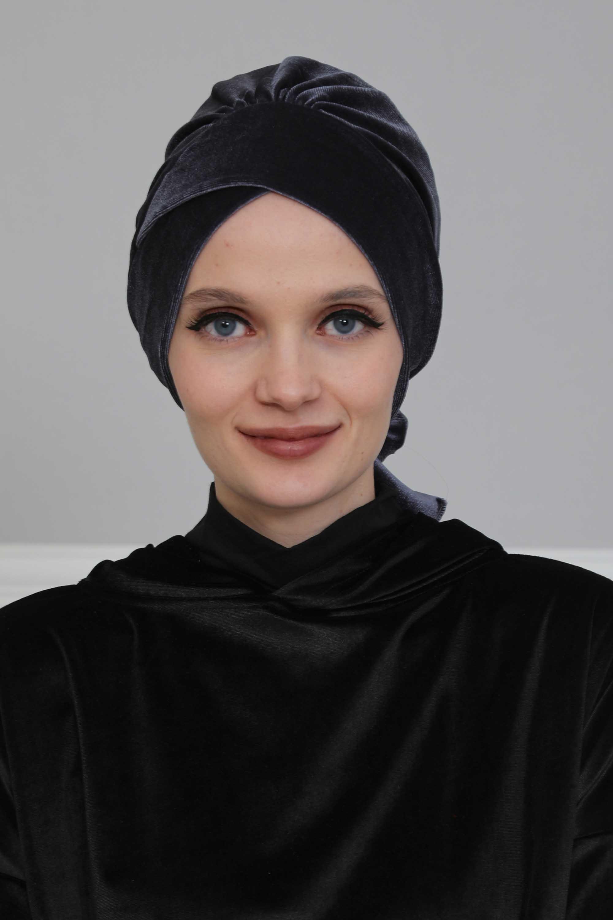 Kuşaklı Kadife Bone,B-31K Antrasit
